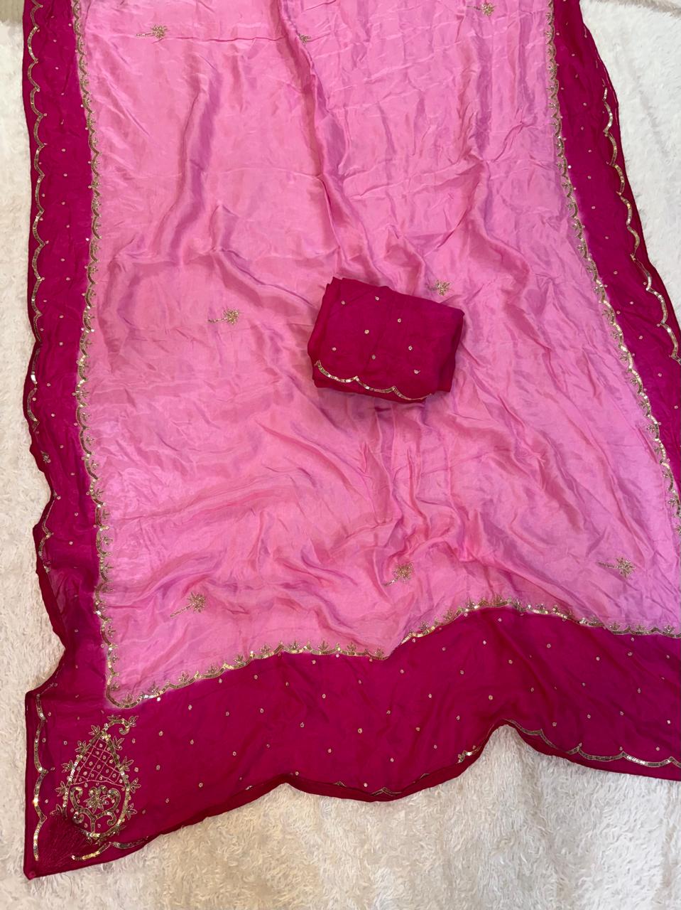 Beautiful H.O Silk Saree With Handwork