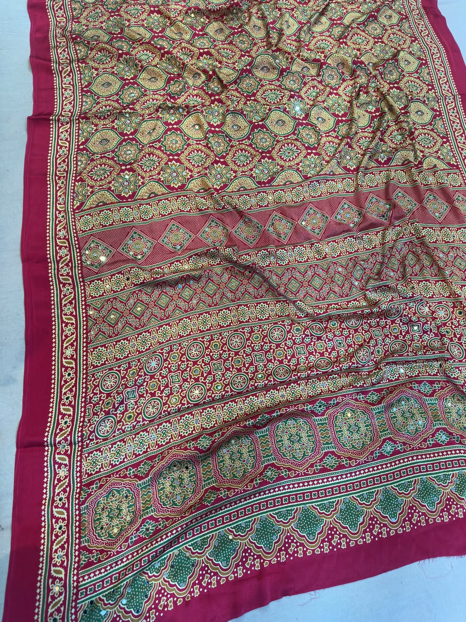 Designer Satin Silk Saree With MIrrorwork