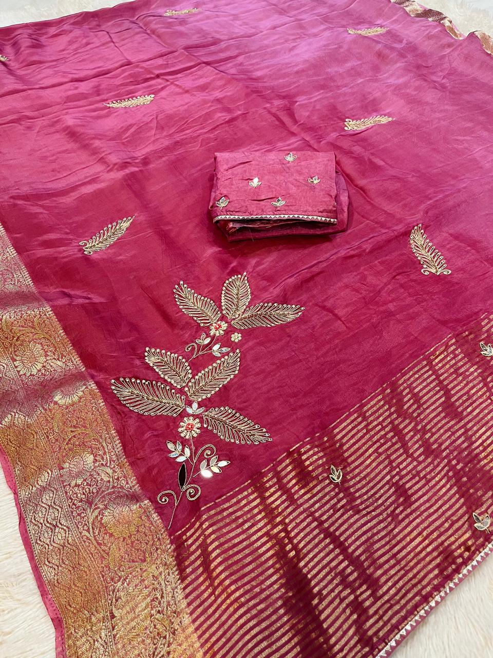 Designer Uppada Silk Saree With Handwork