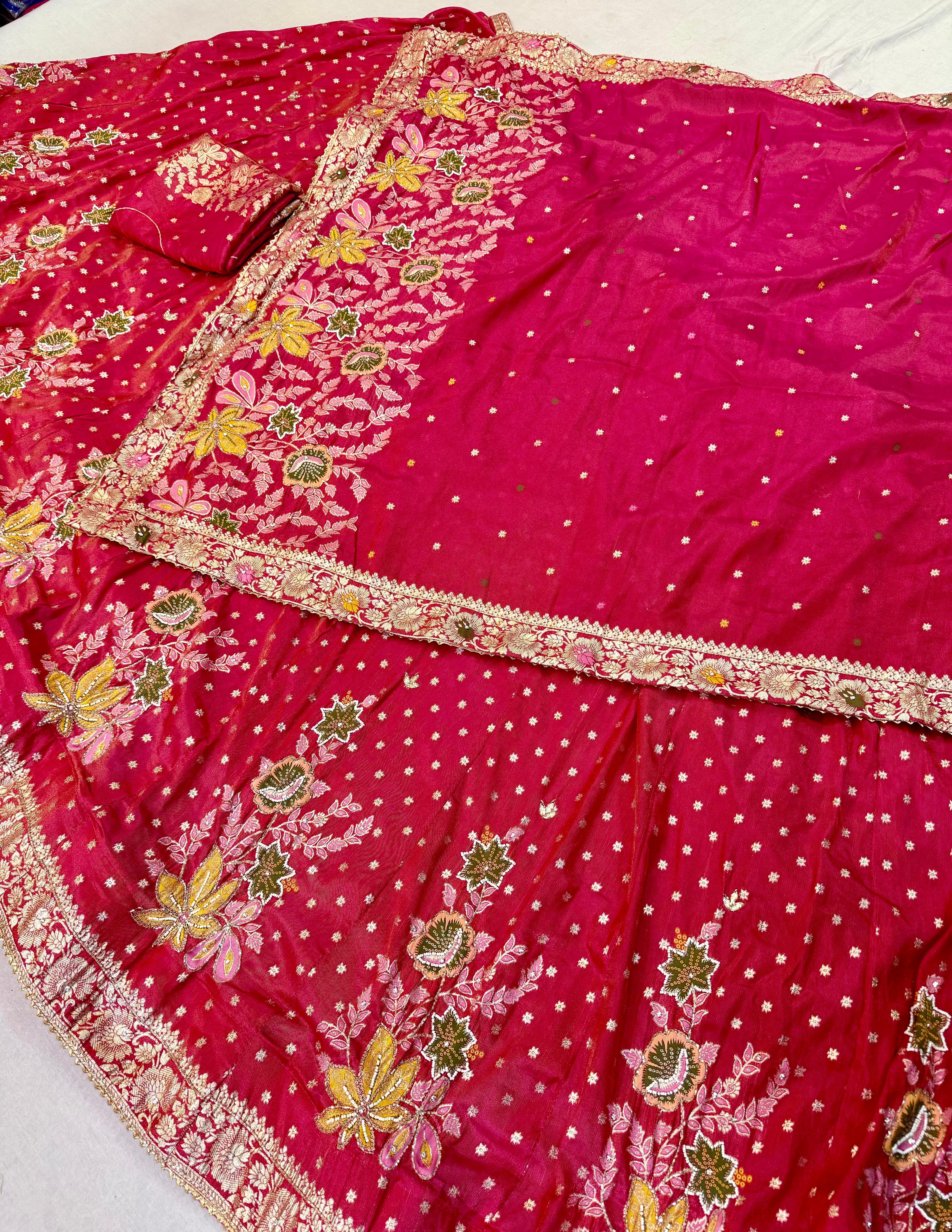 Designer Tissue Lehenga with Floral Embroidery & Zari Work
