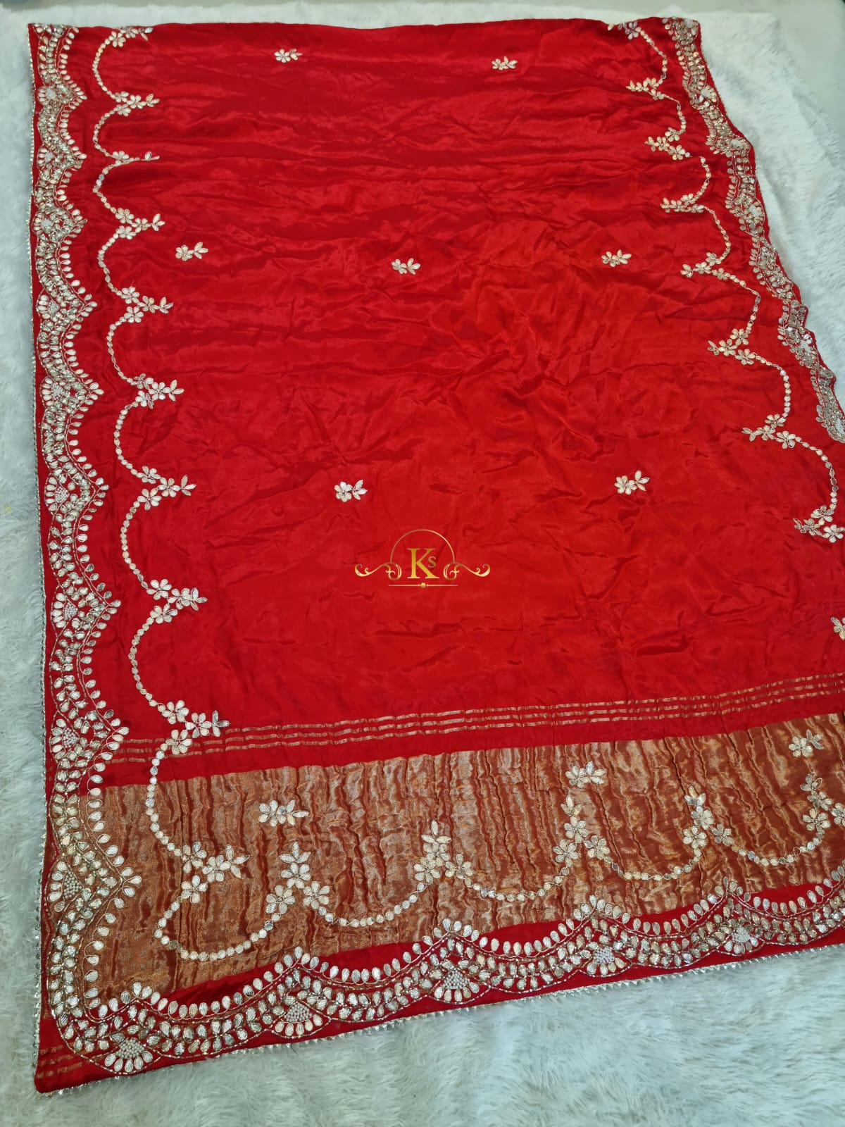 Pure Gaji Silk Saree With Premium Handwork