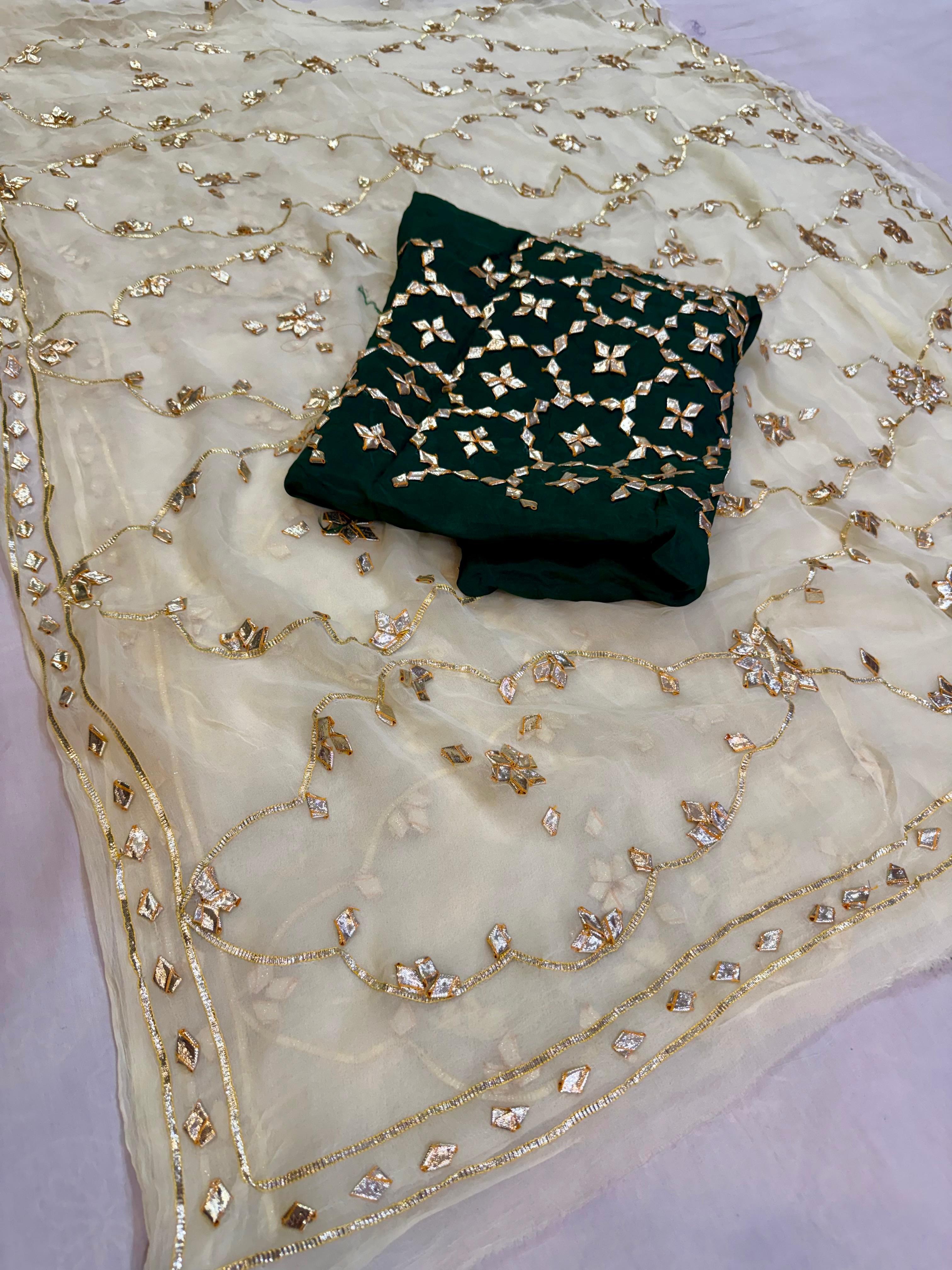 Traditional Pure Chiffon Saree With Gottapatti Work