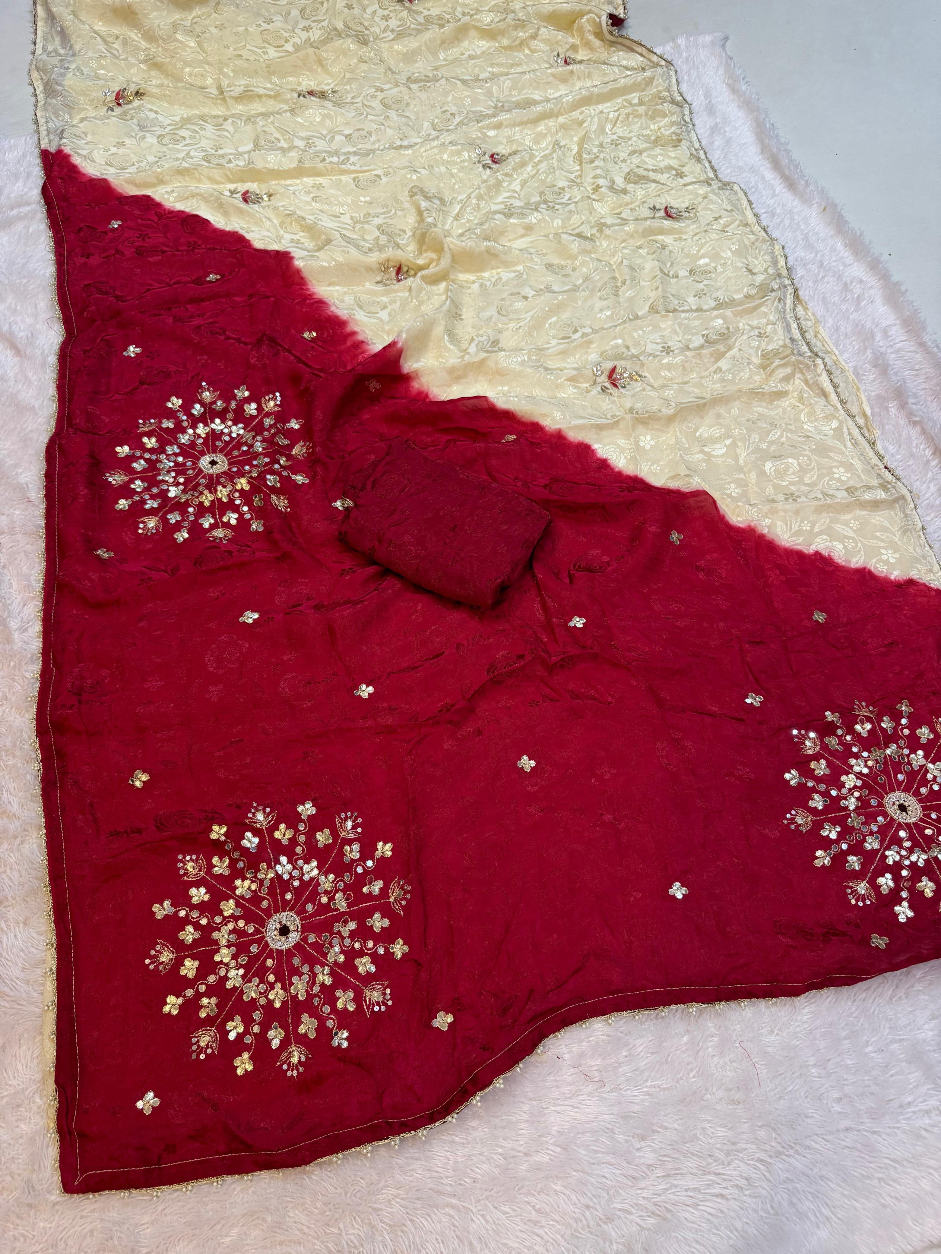 Beautiful H O Silk Saree With Handwork
