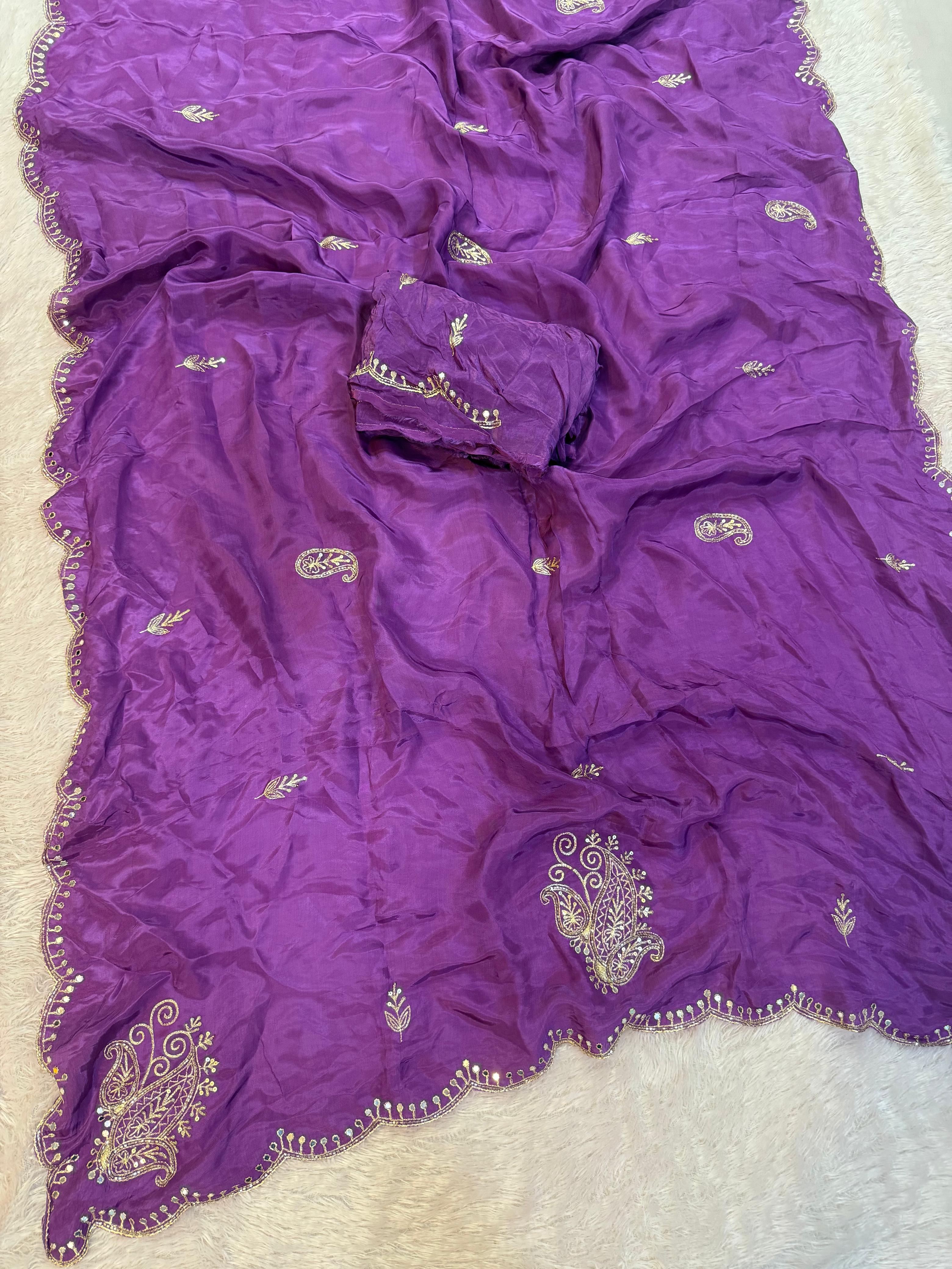 Beautiful H O Silk Saree With Handwork