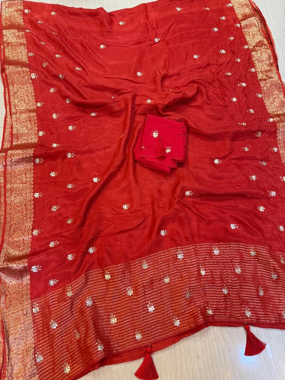 Latest Nylon Dolla Silk Saree With Handwork