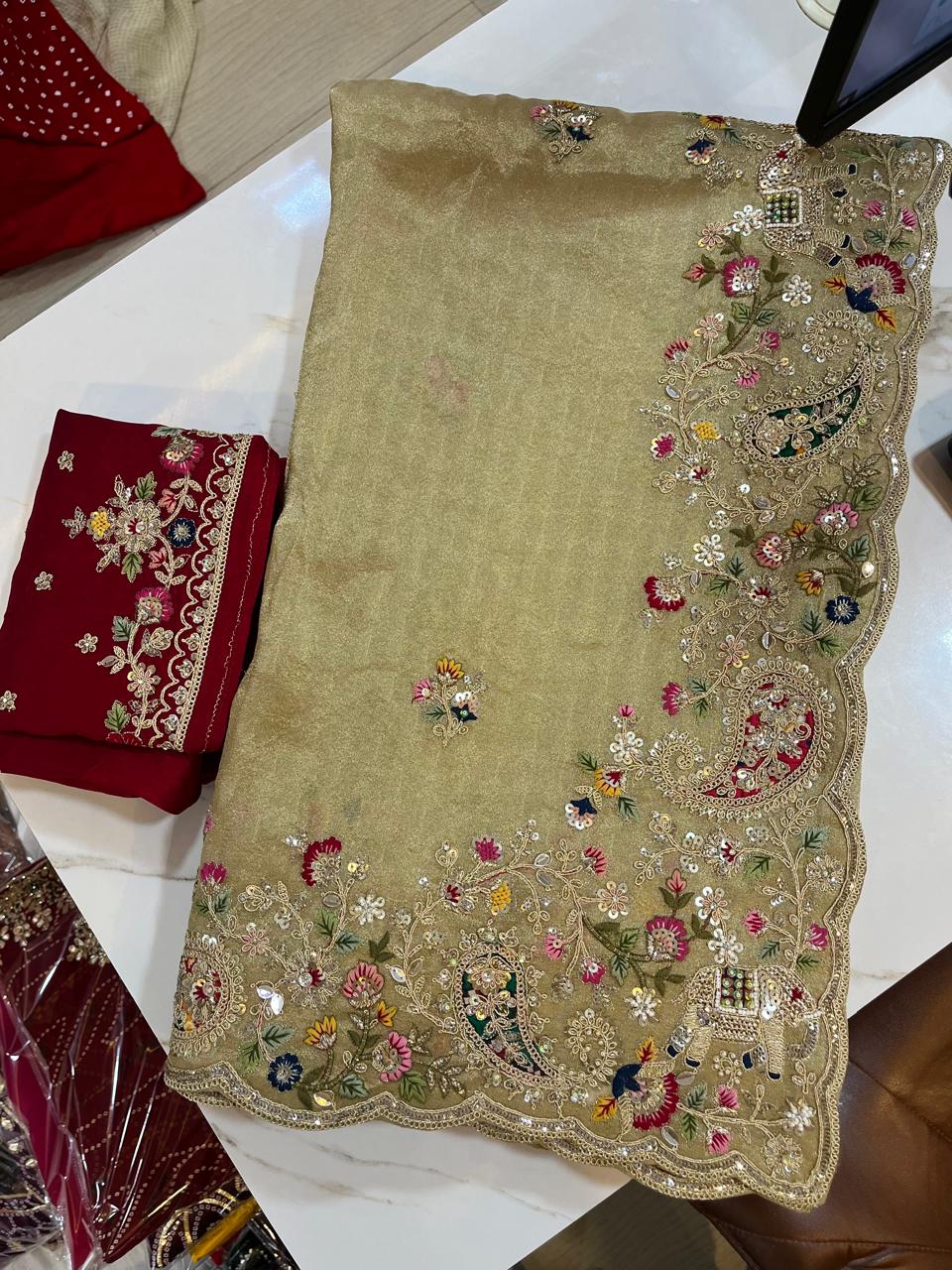 Luxury Tissue Saree With Premium Work