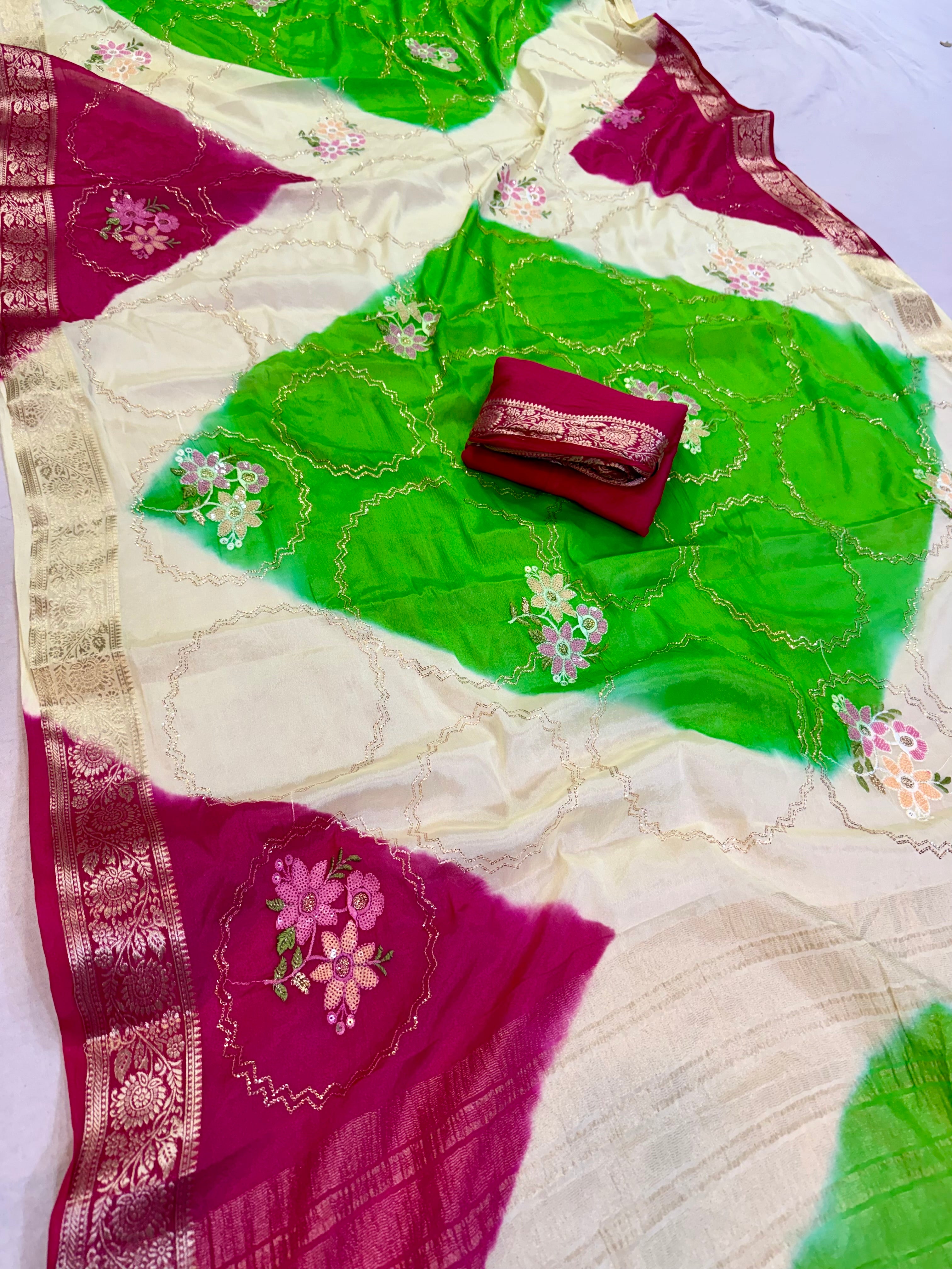 Masoom Special Multi Dye Saree With Sequence Work