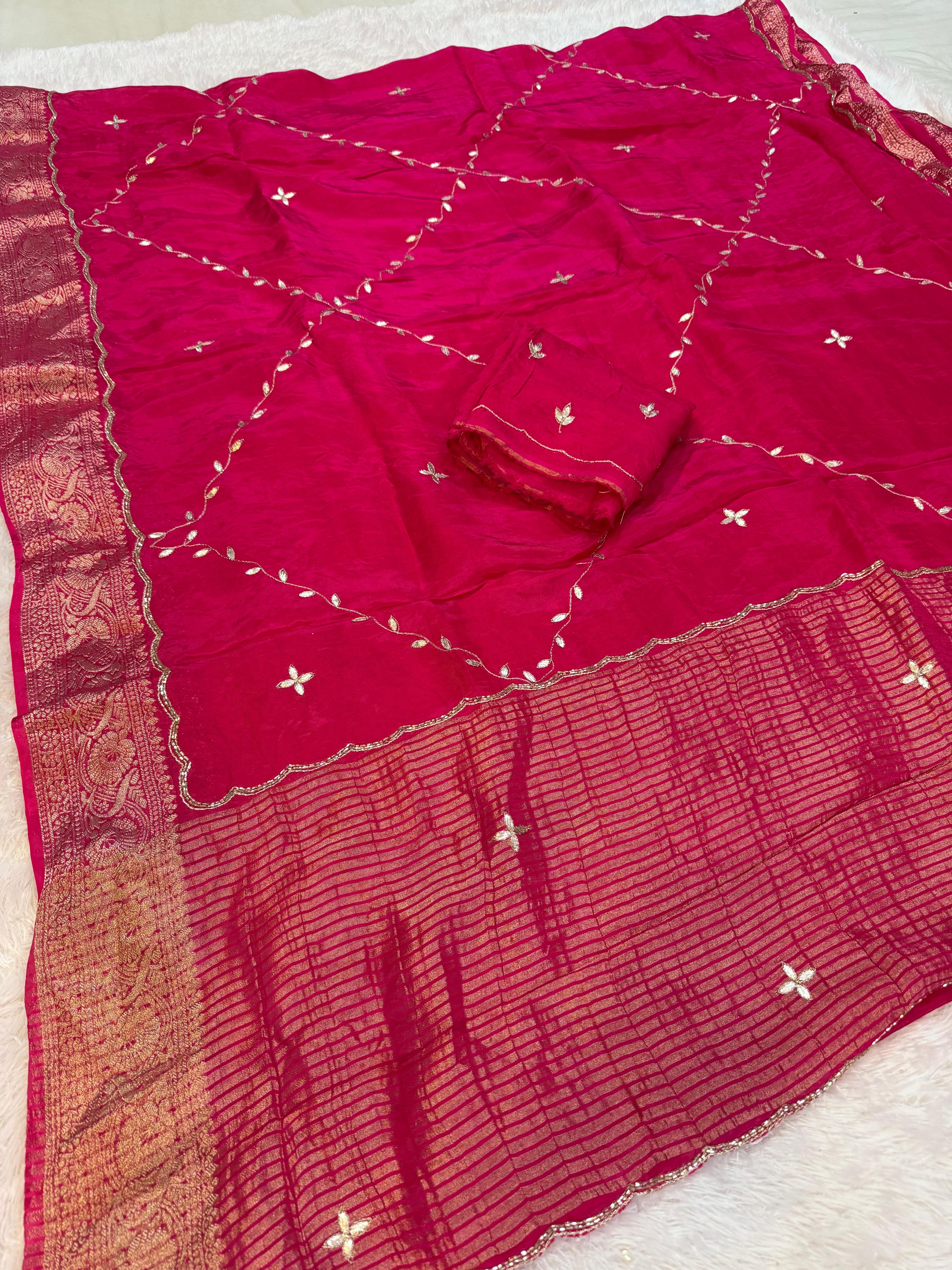 Beautiful H O Silk Saree With Kasab x Gottapatti Work