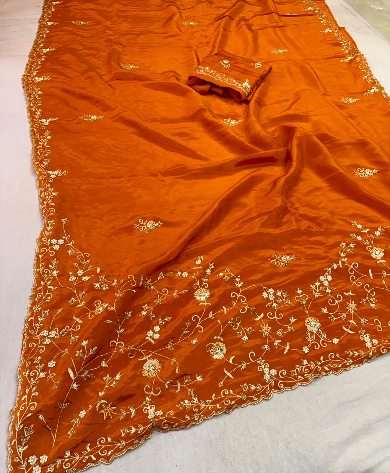 Beautiful H.O Silk Saree With Handwork