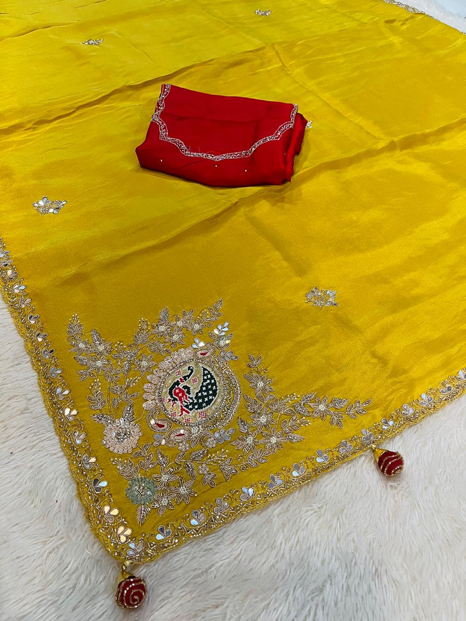 Designer Cosmos Saree With Handwork