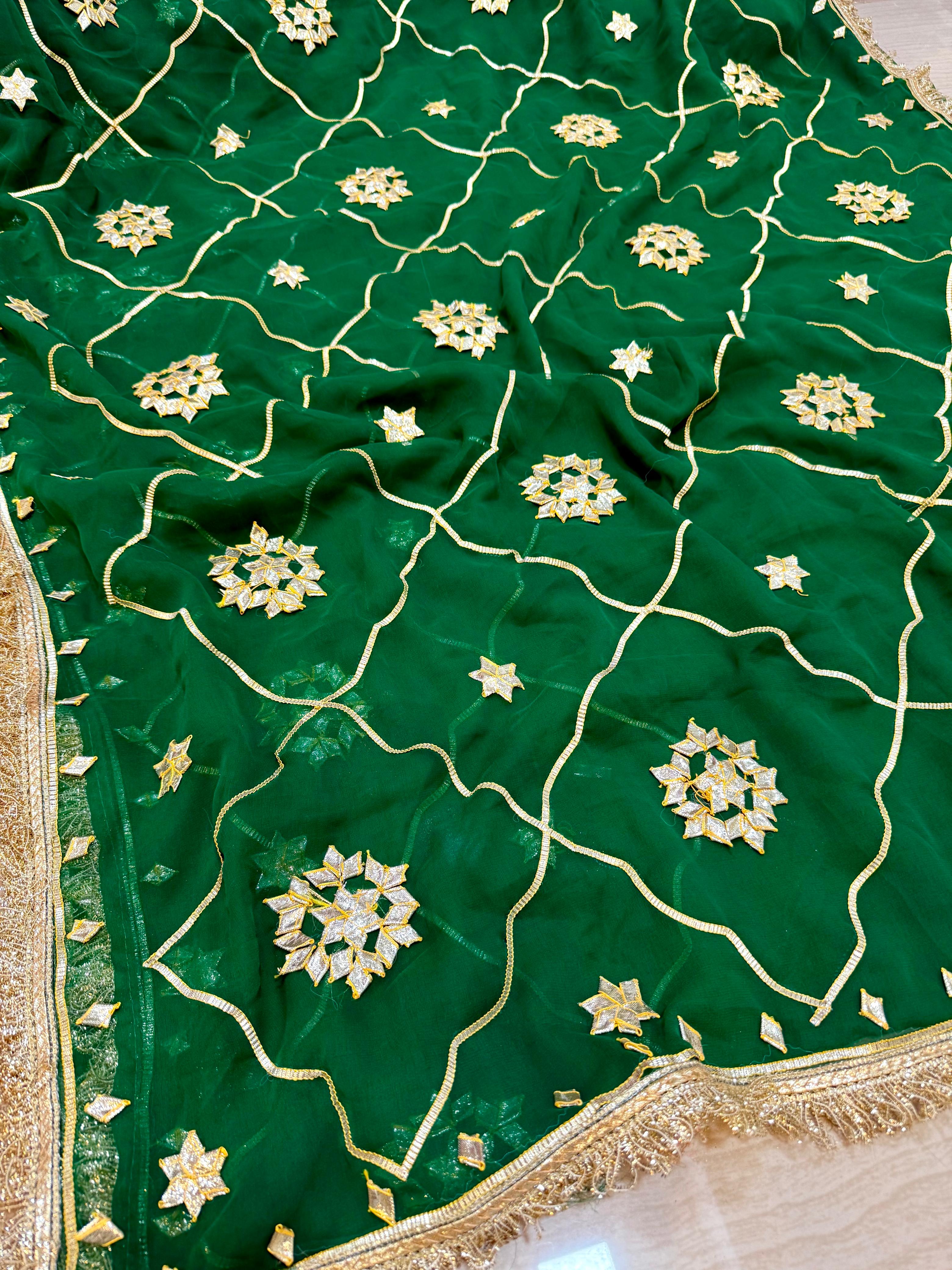 Beautiful Weightless Georgatte Saree With Gottapatti Work