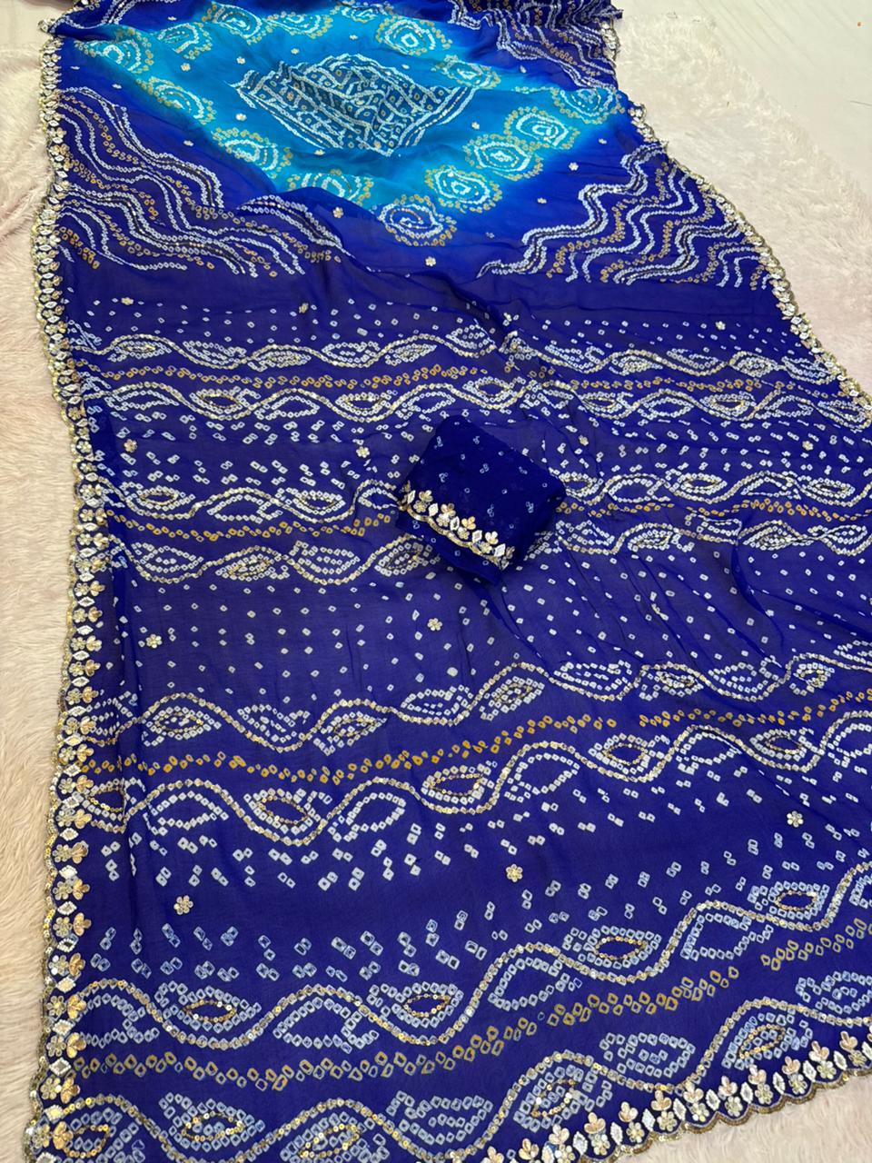 Traditional Pure Ojria Bandhani Saree With Premium Handwork