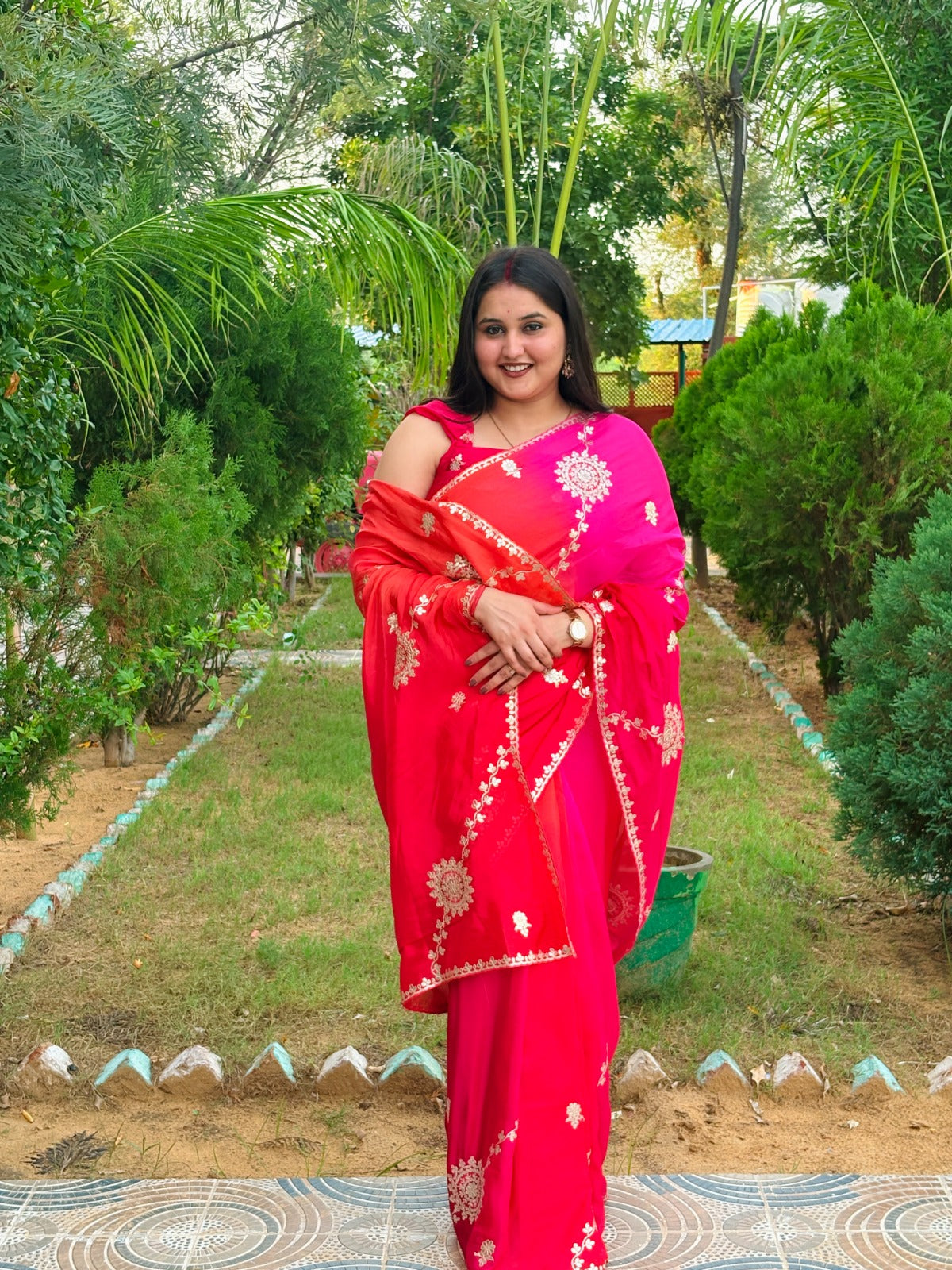 Beautiful Traditional Uppada Silk Saree With Gottapatti Work