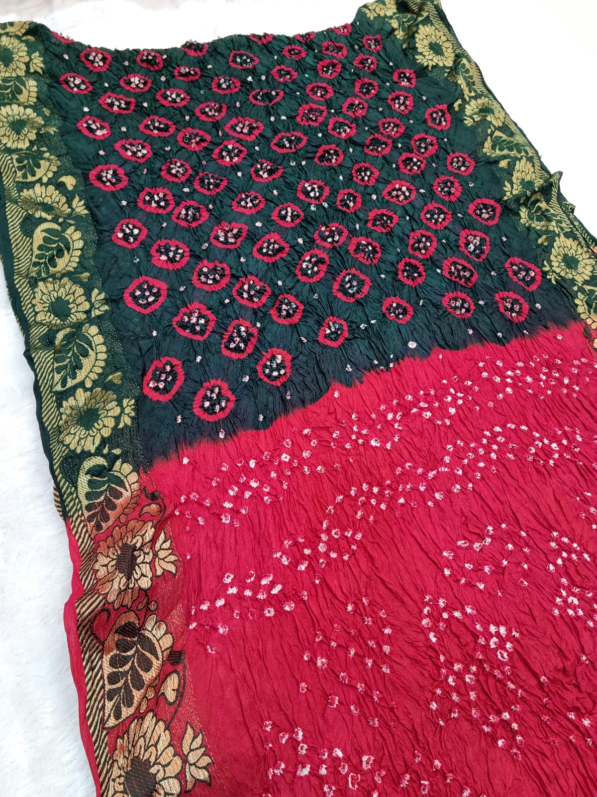 Fancy Tapeta Braso Fabric With Hand Bandhej X Hand Dye