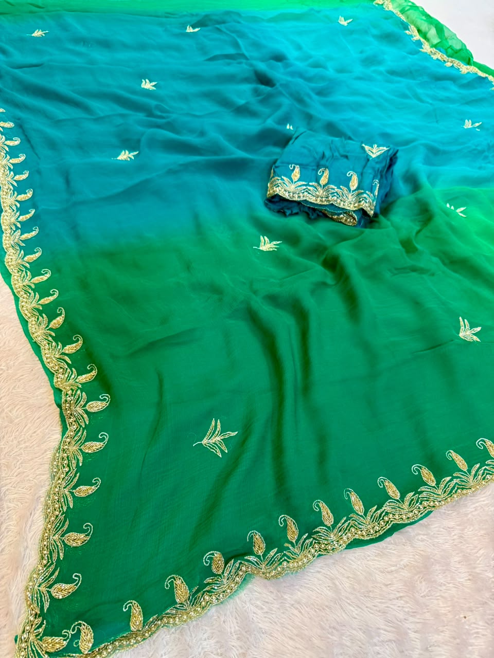Designer Chiffon Saree With Handwork