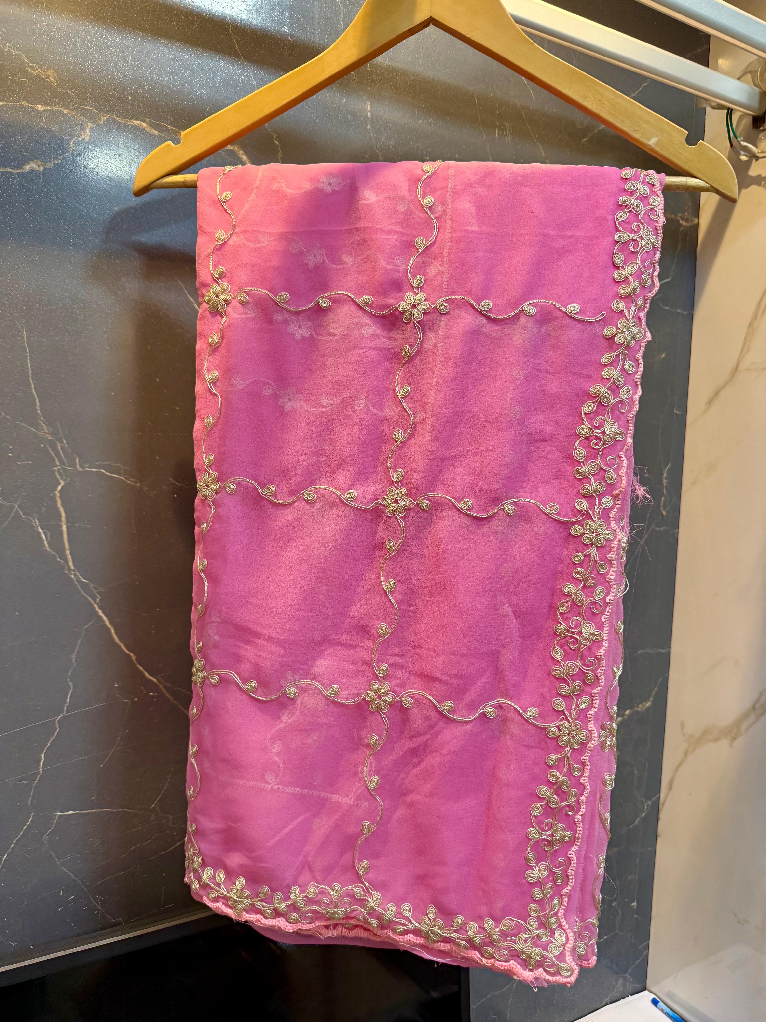 Karwa Chauth Special Georgatte Saree With Pittan Work