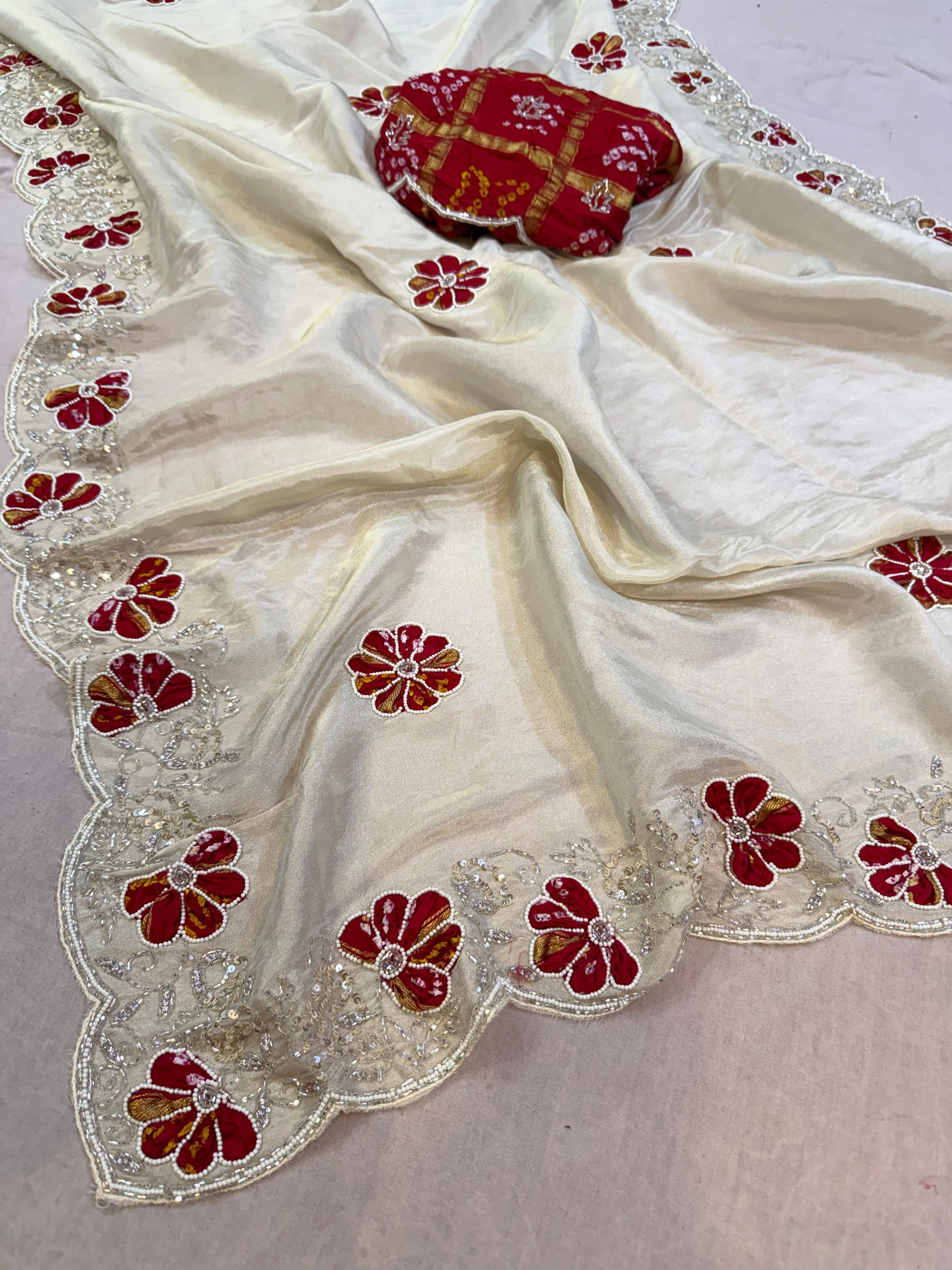 Designer Tissue Saree With Handwork