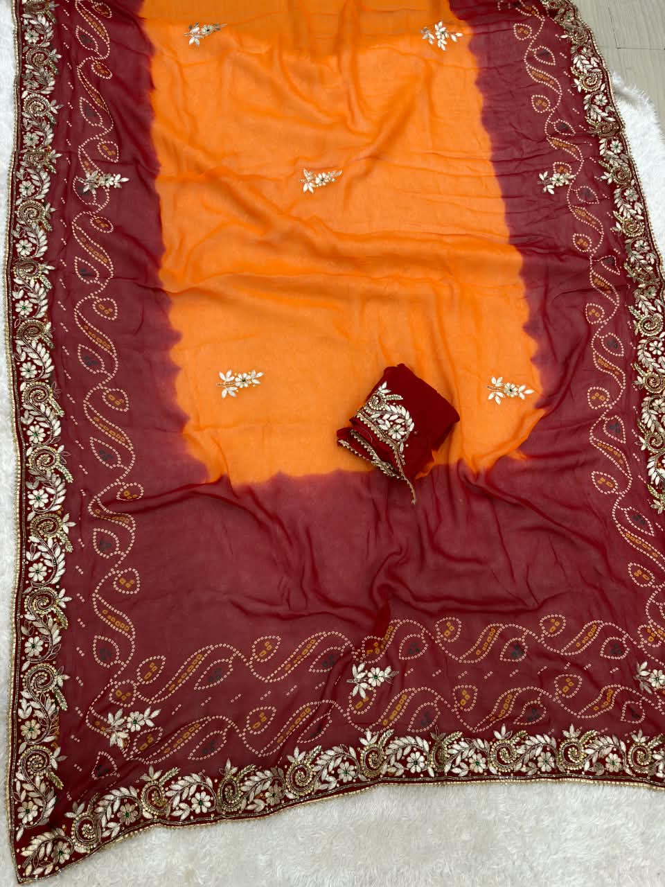 Premium Designer Pure Viscose Georgette Saree with Handwork