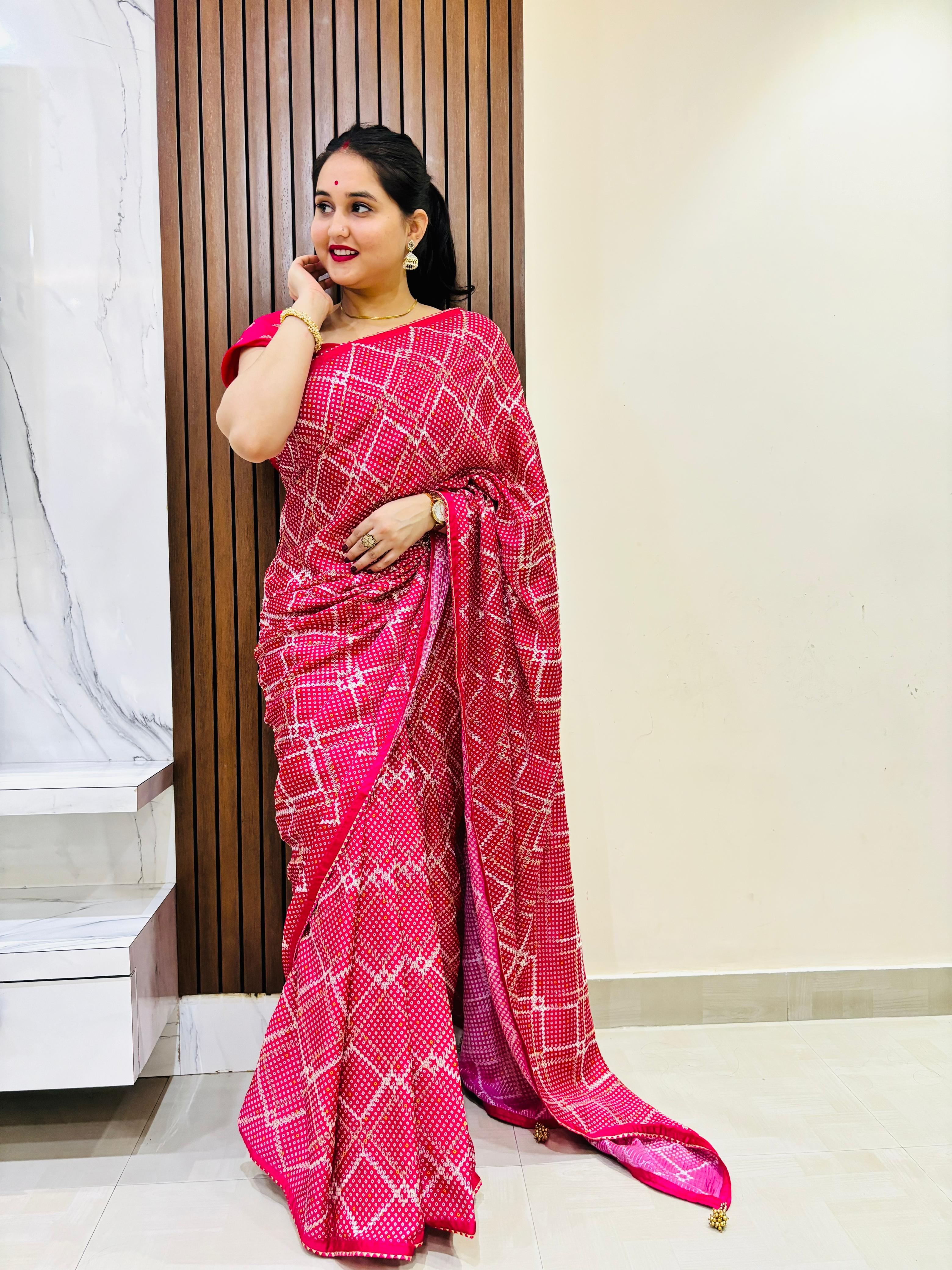 Traditional Modal Silk Saree With Gotta And Weaving Work