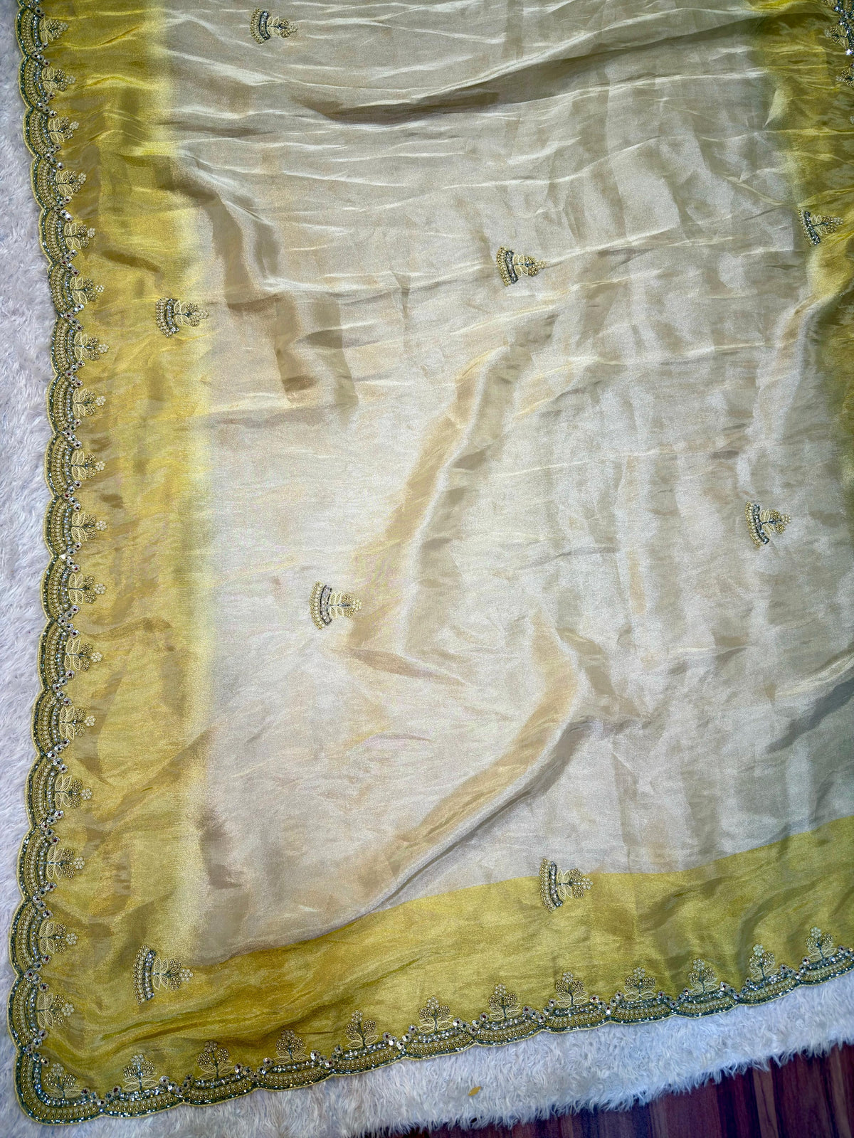 Beautiful Tissue Saree With Designer Handwork