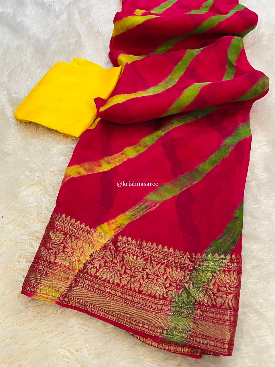 Beautiful Pure H.O. Silk Hand Lahriya Saree