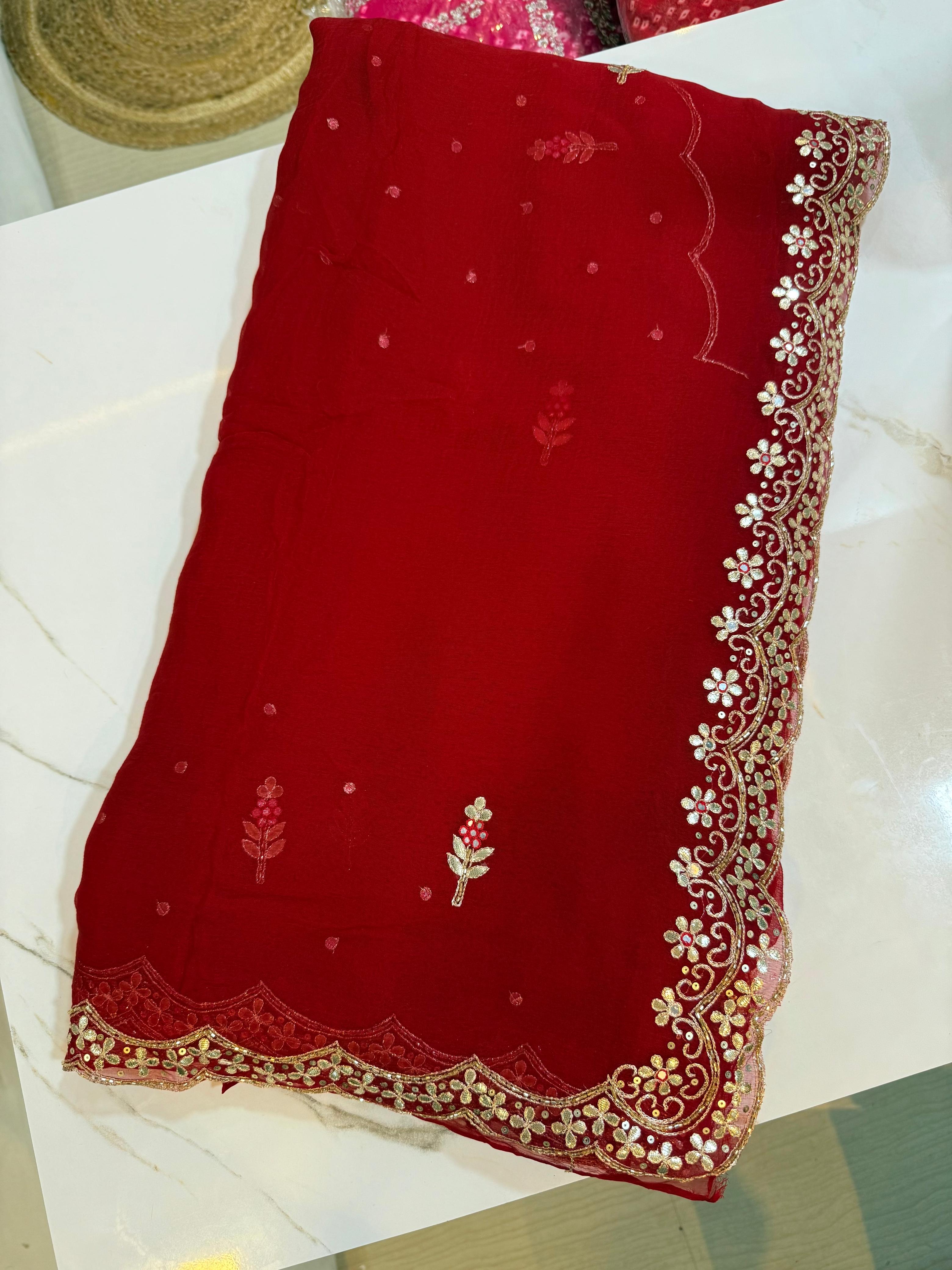 Premium Handwork Pure Chiffon Saree
