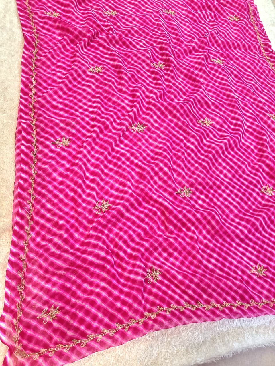 Designer Lehriya Georgette Saree with Golden Work