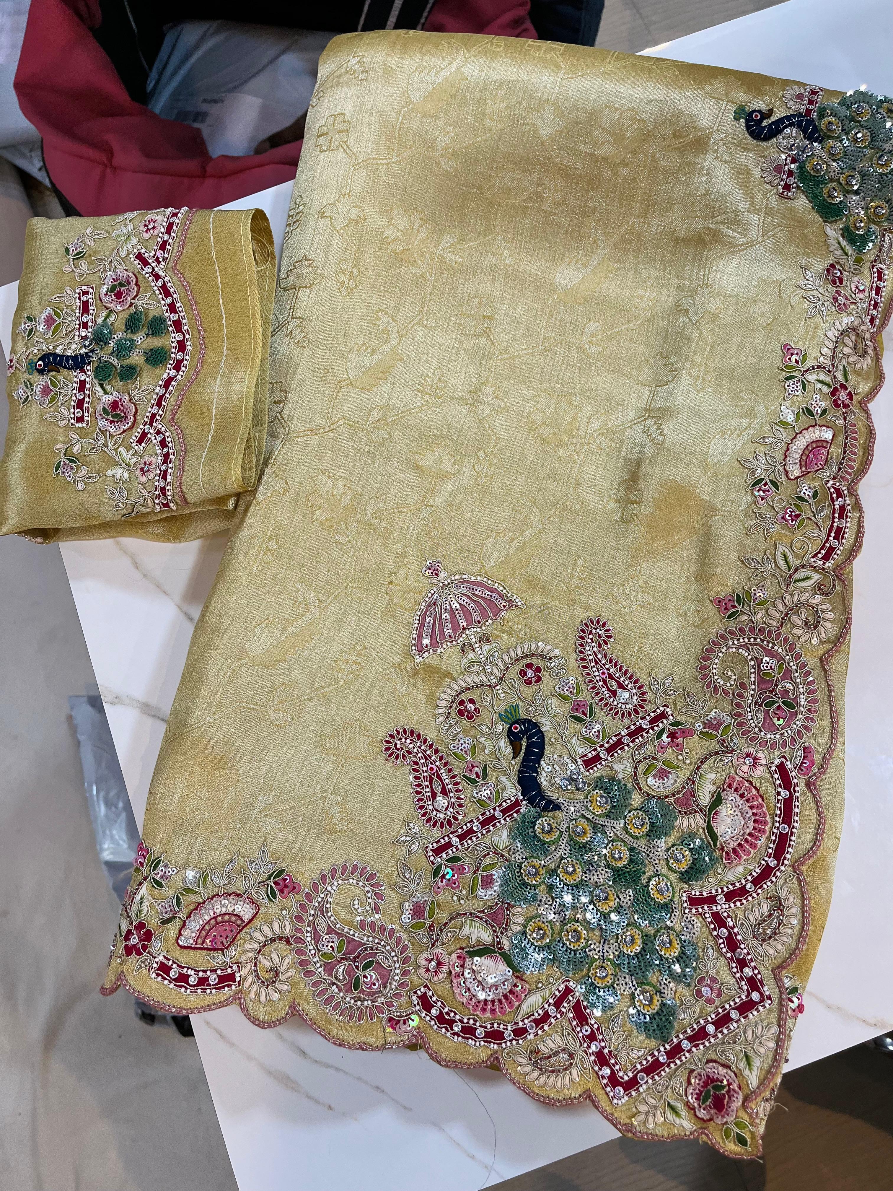 Luxury Tissue Saree With Premium Handwork