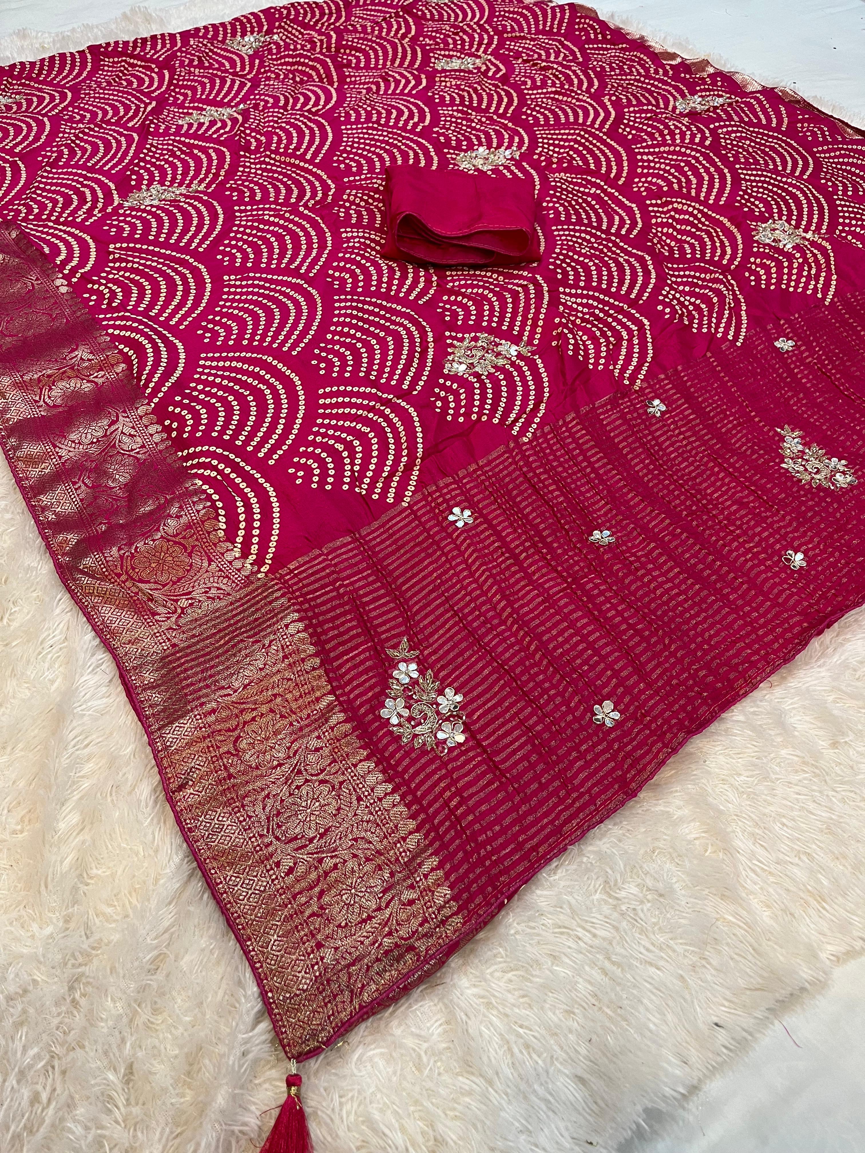 Beautiful Dolla Silk Saree With Handwork