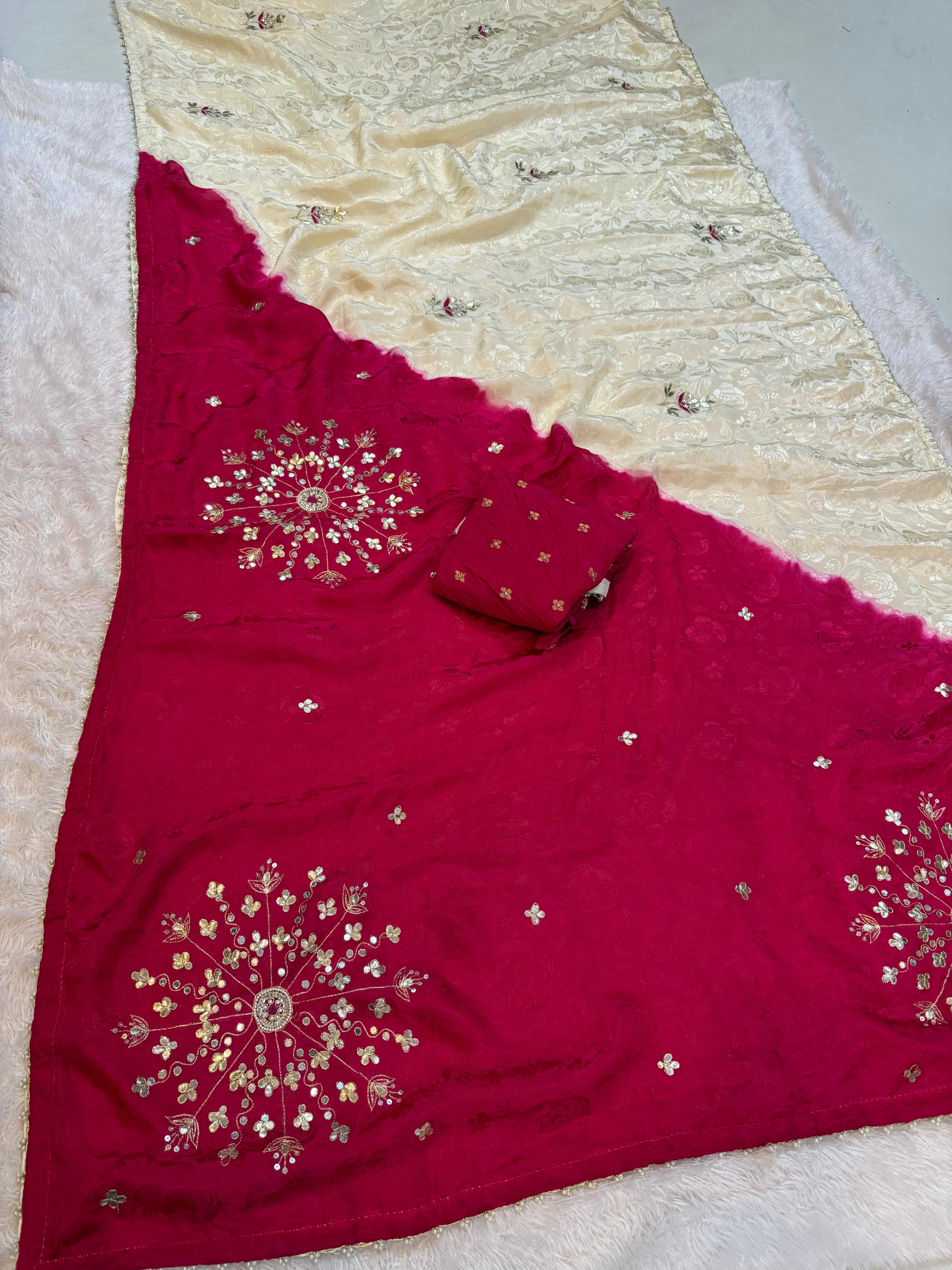 Beautiful H O Silk Saree With Handwork