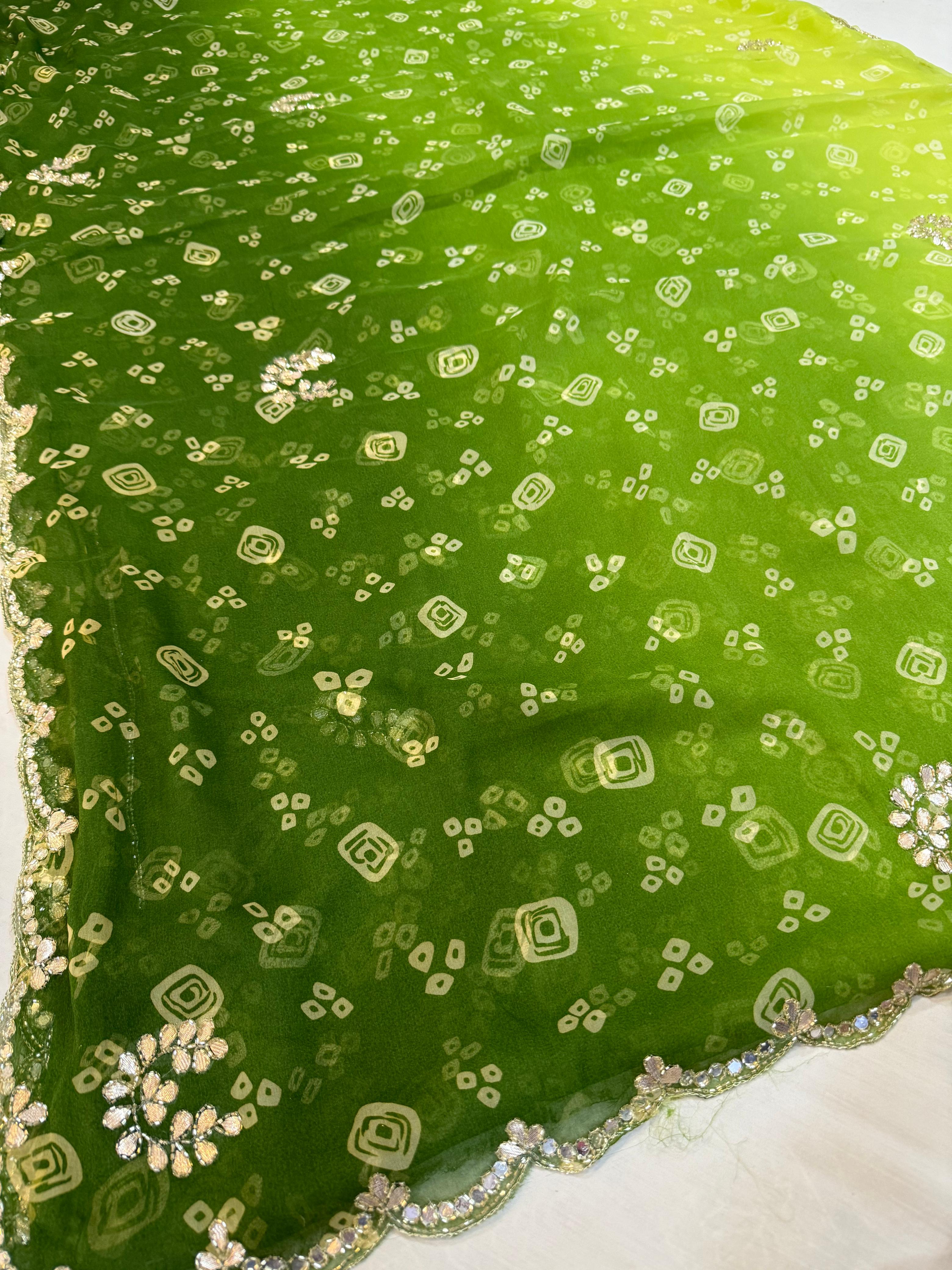 Georgatte Weightless Febric Saree With Handwork