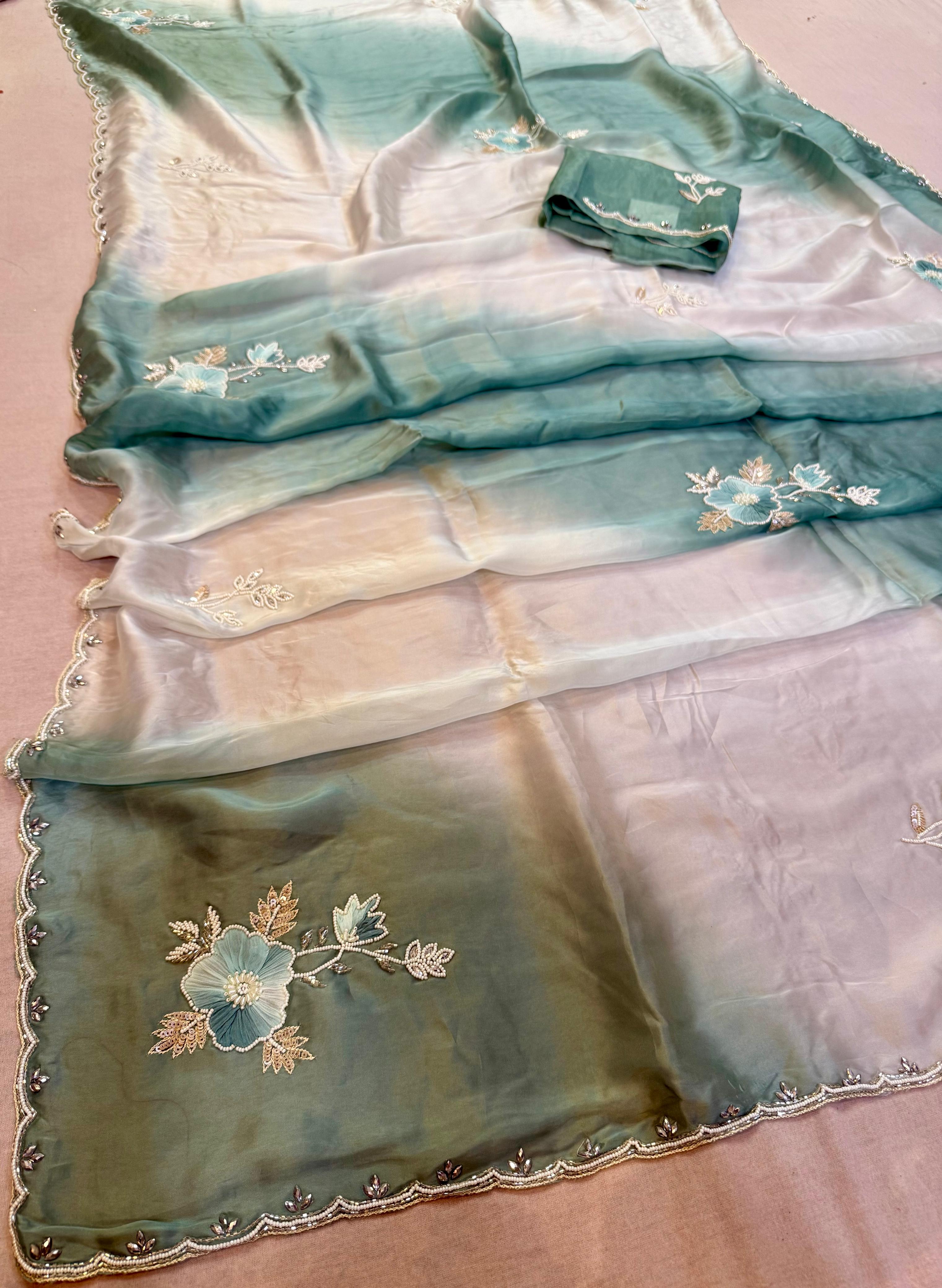 Beautiful Pure H.O Silk Saree With Handwork