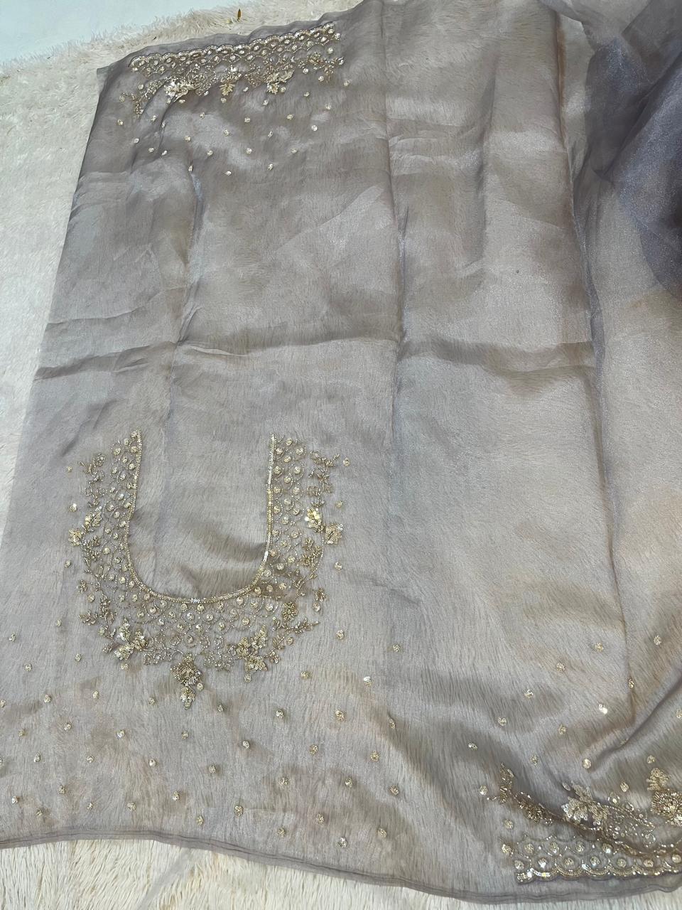 Luxury Tissue Saree With Premium Handwork