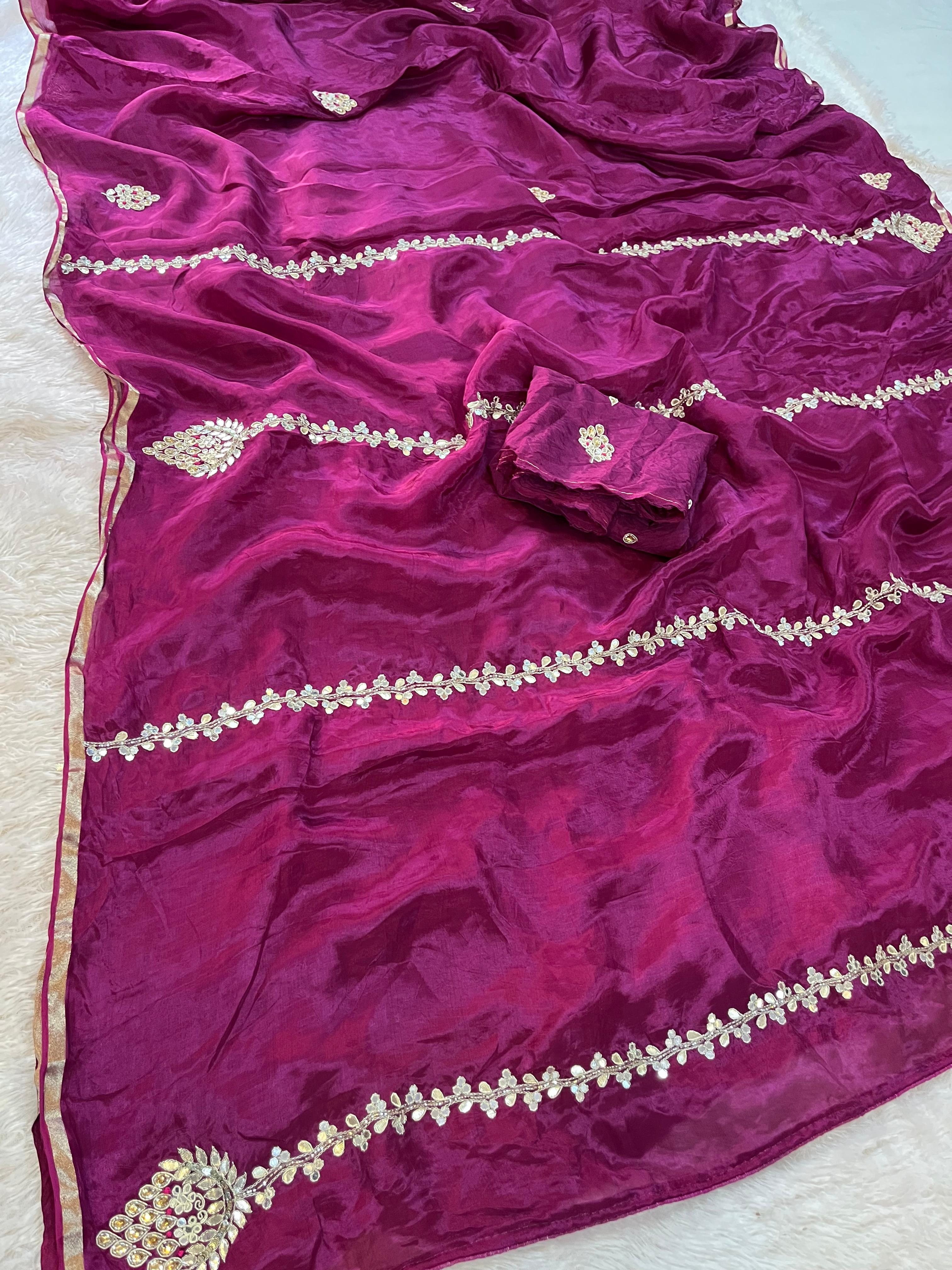Beautiful H O Silk Saree With Handwork