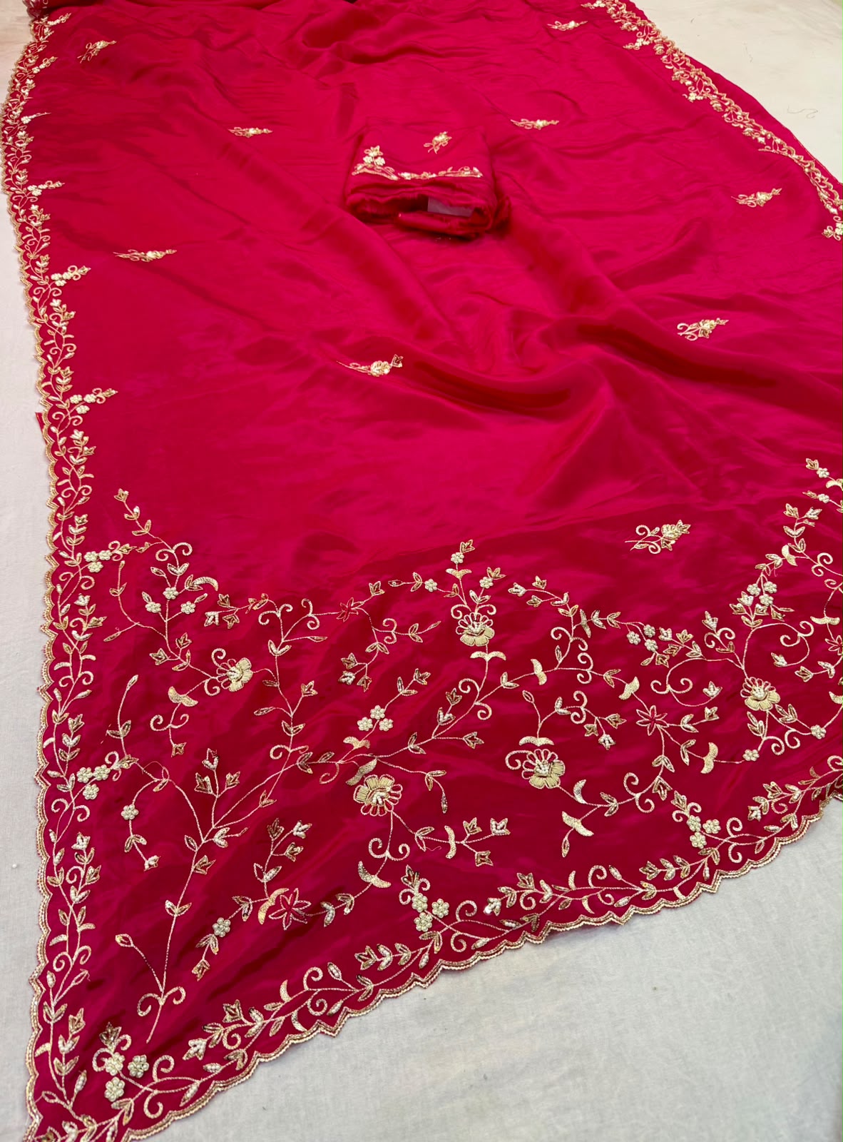 Beautiful H.O Silk Saree With Handwork
