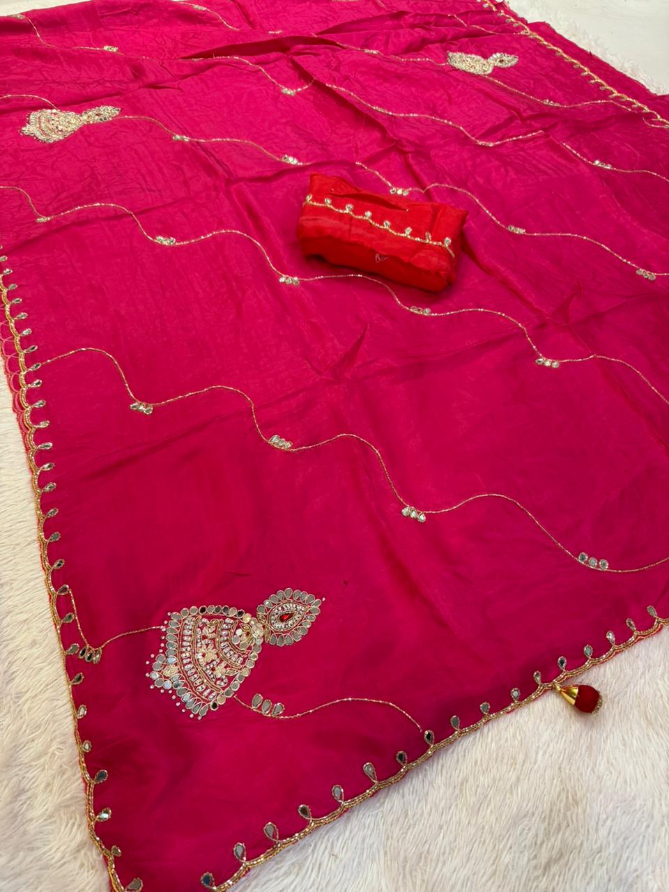 Designer Upada Silk Febric Saree With Handwork