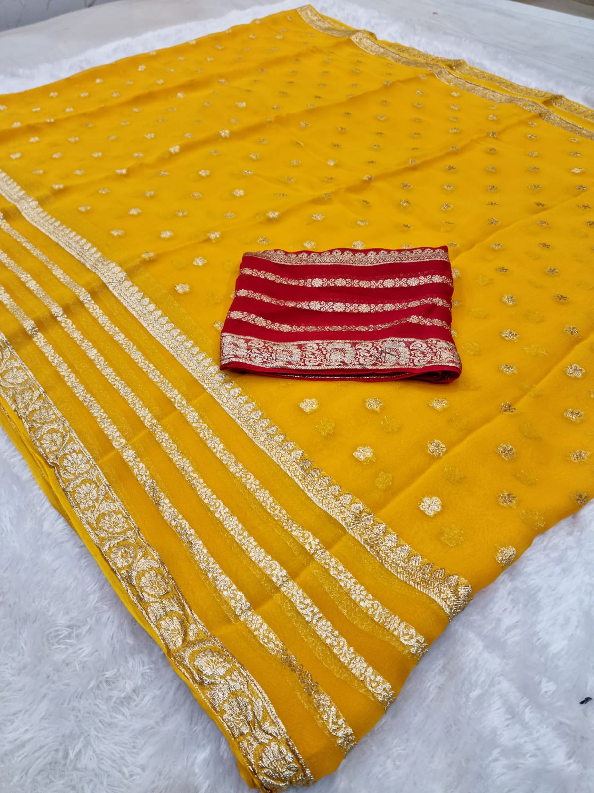 Trending Viscose Georgette Saree With Mx Jari