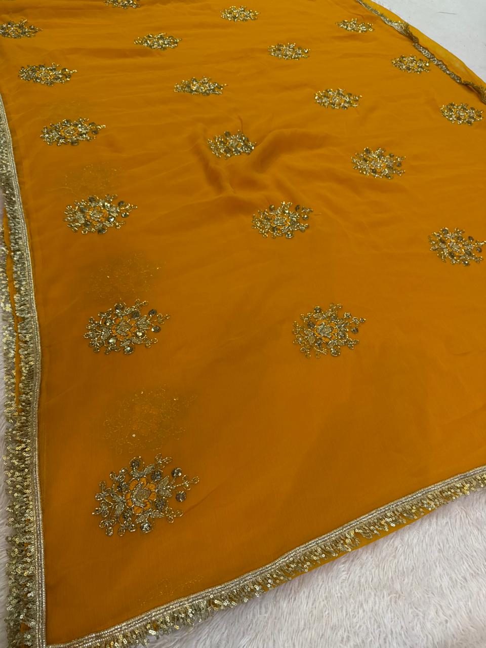 Beautiful Wari Chiffon Saree With Handwork