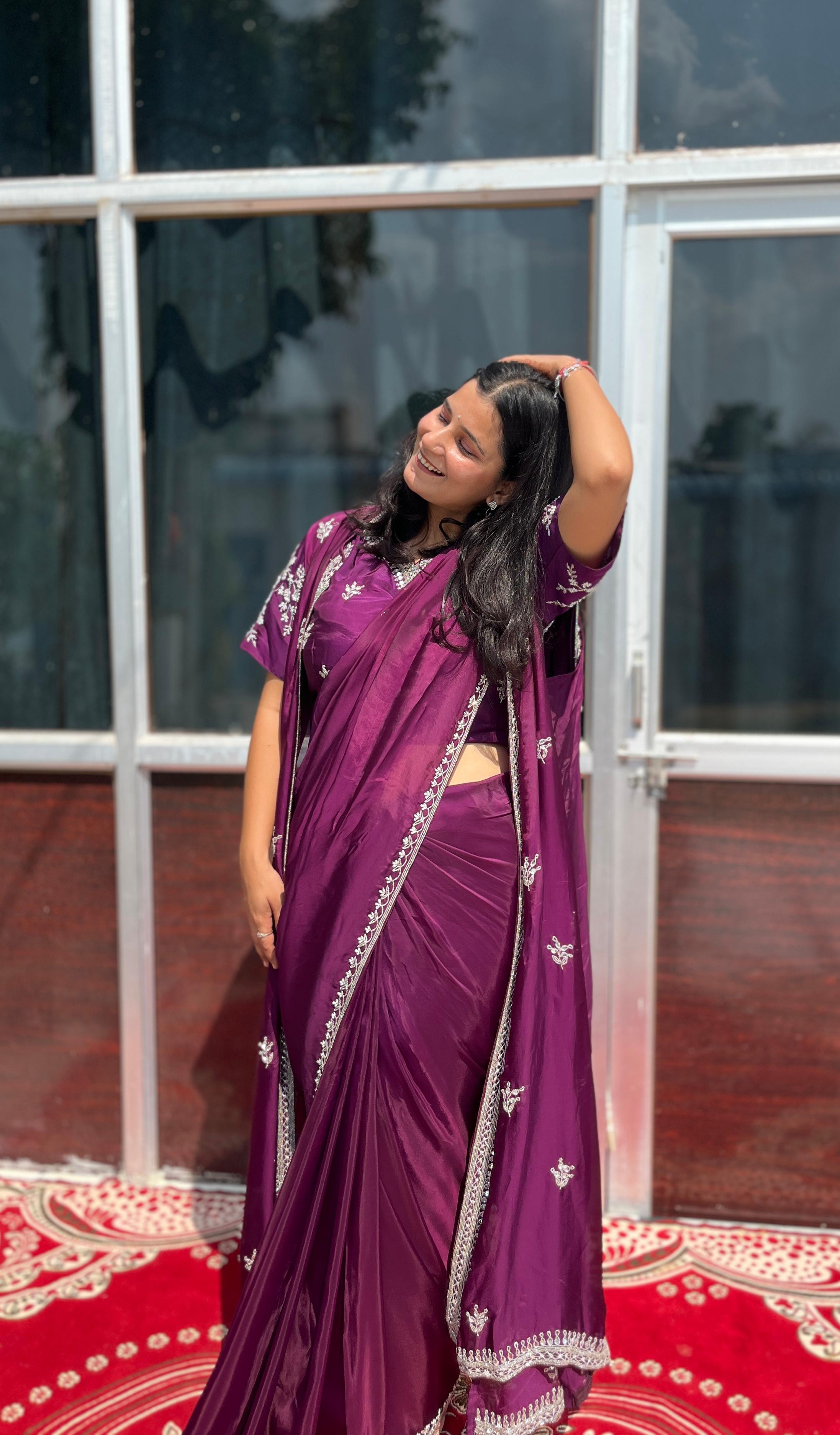 Premium Designer Saree With Readymade Blouse and Jacket