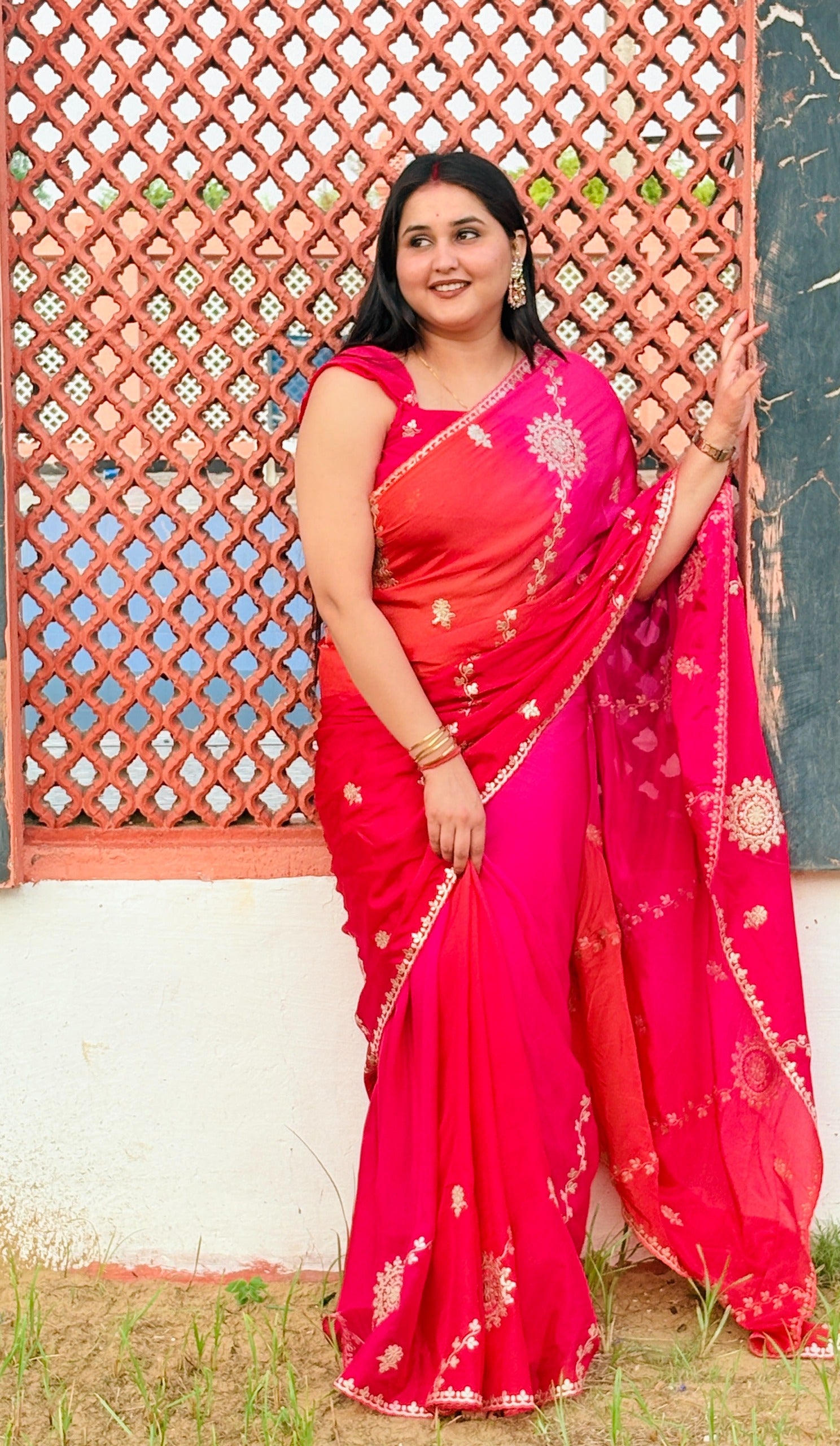 Beautiful Traditional Uppada Silk Saree With Gottapatti Work