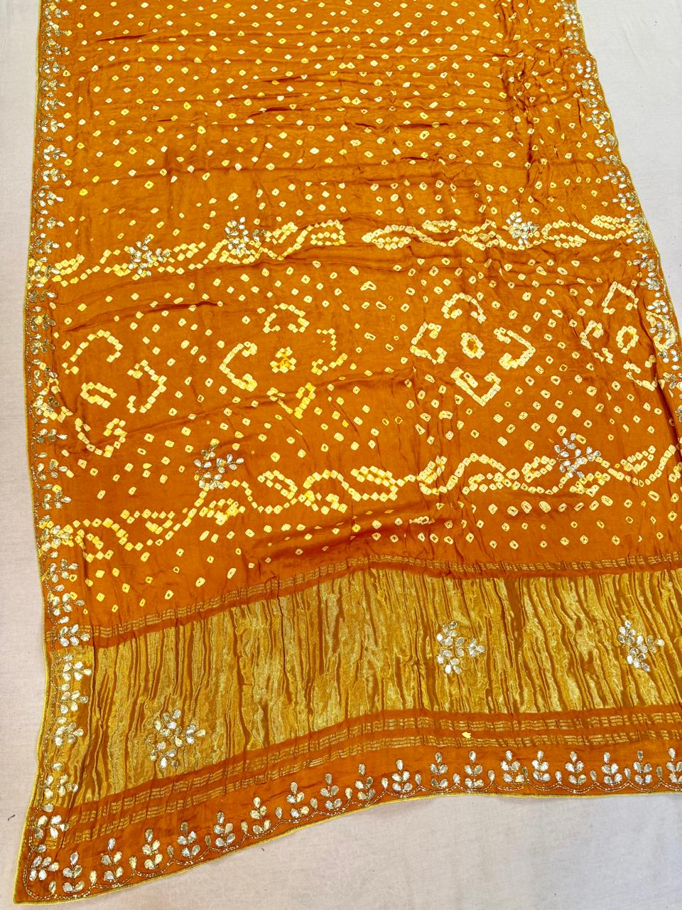 Modal Gajji Silk Hand Bandhej Saree With Handwork