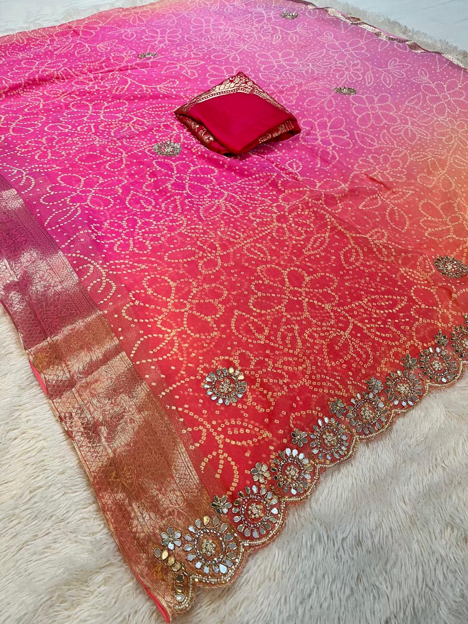 Pure Georgette Saree With Handwork