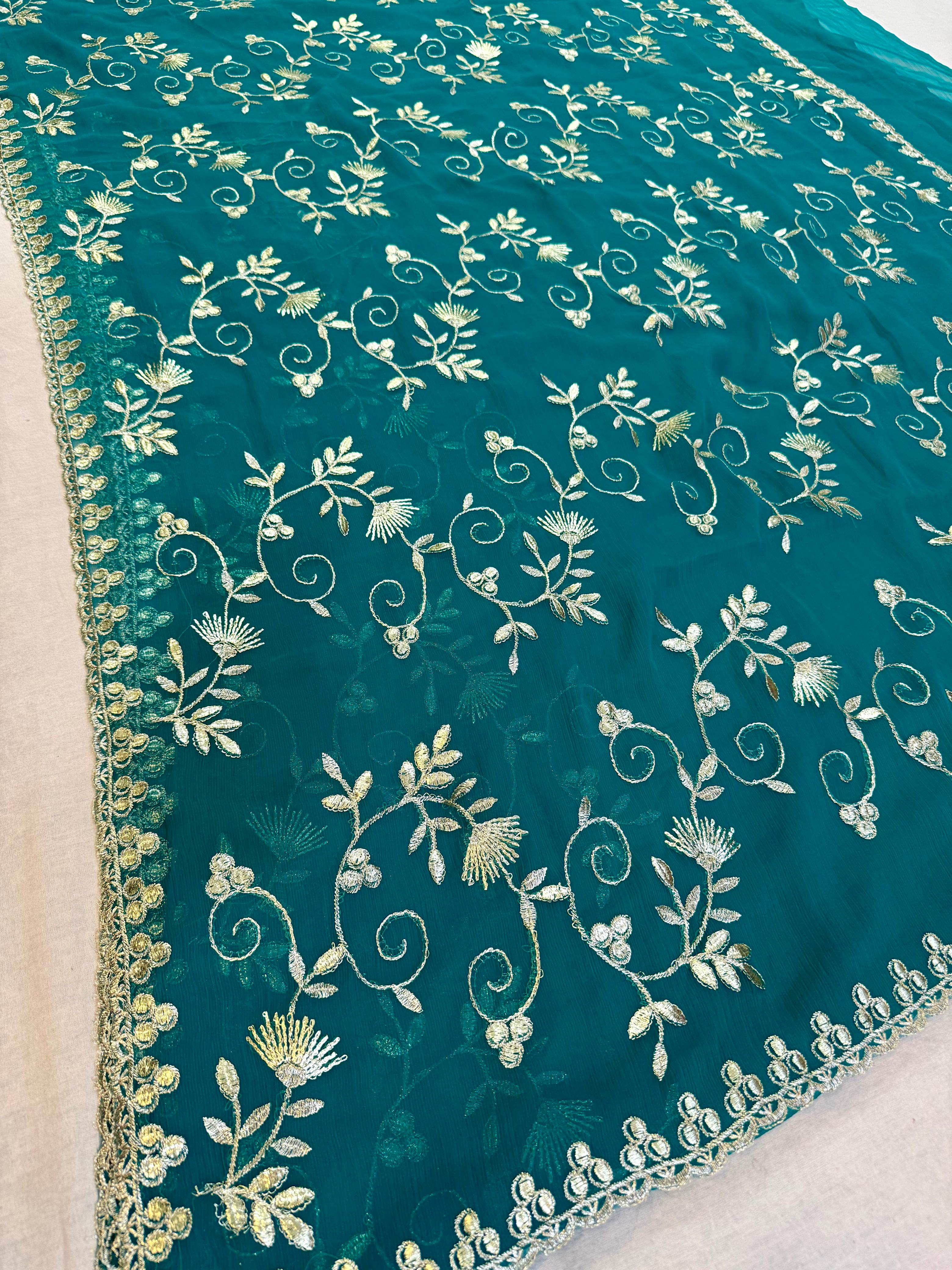 Trending Wari Chiffon Saree With Jarman Gotta work