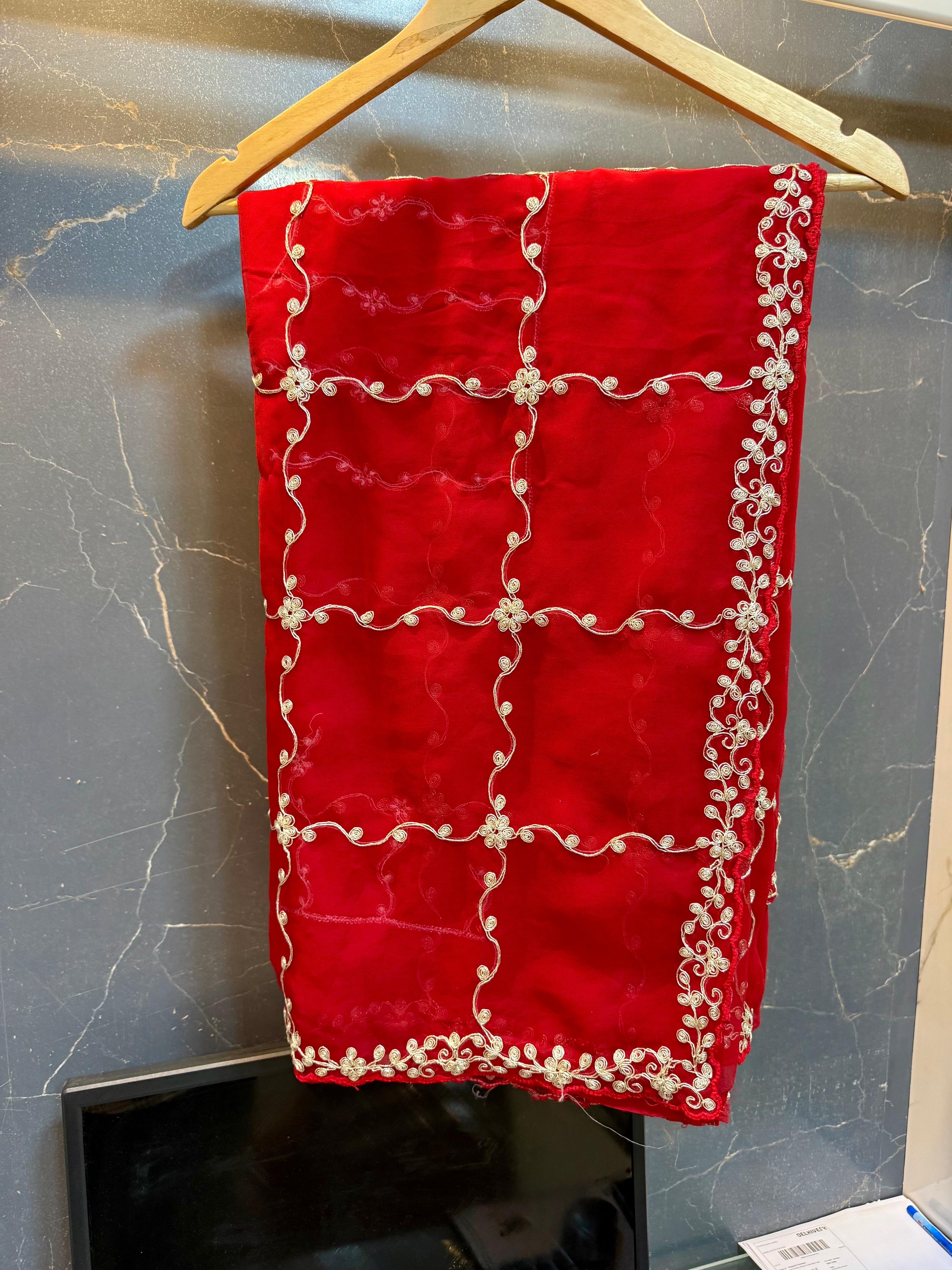 Karwa Chauth Special Georgatte Saree With Pittan Work