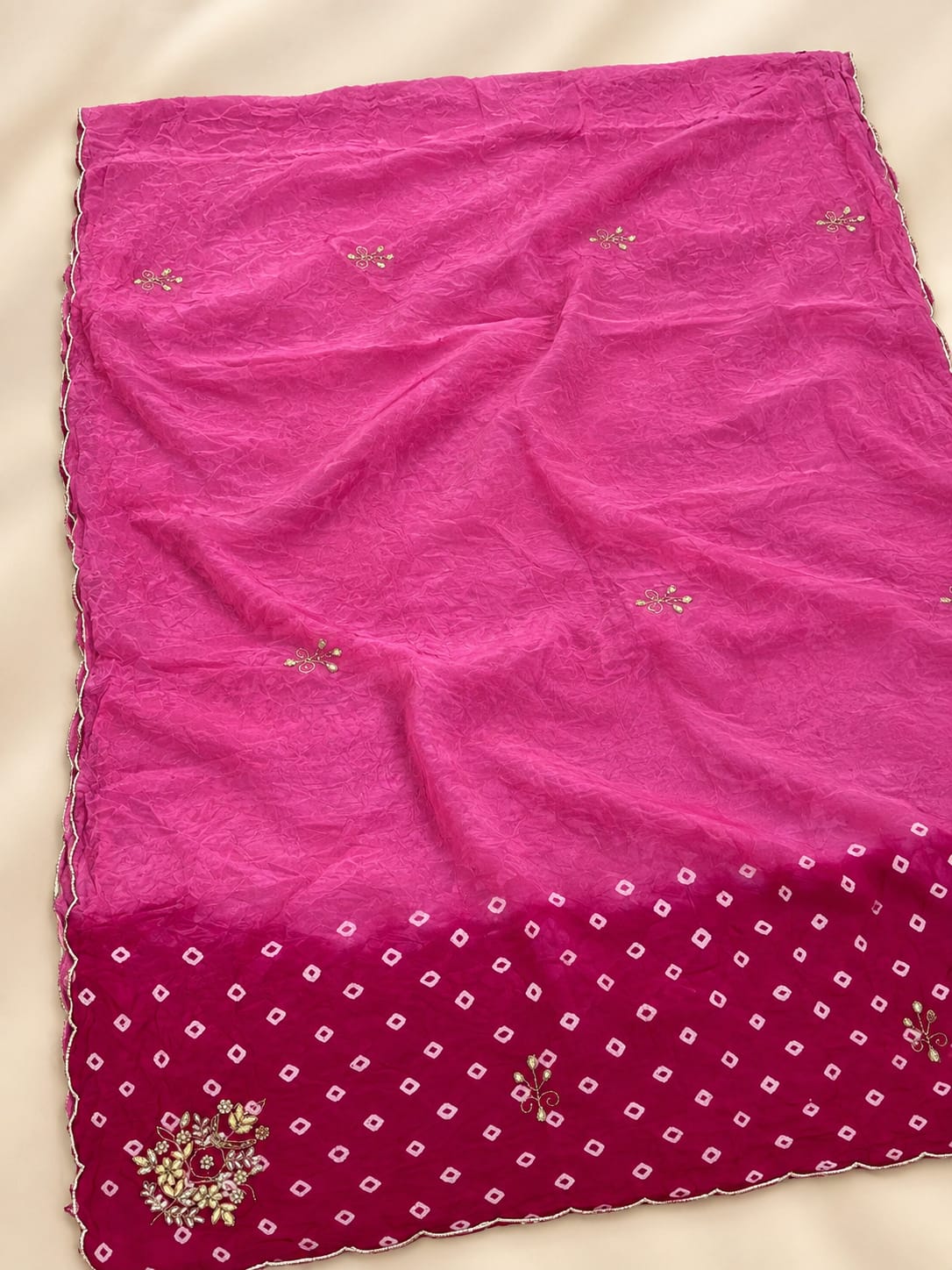 Traditional Art Silk Fabric Hand Bandhej Saree