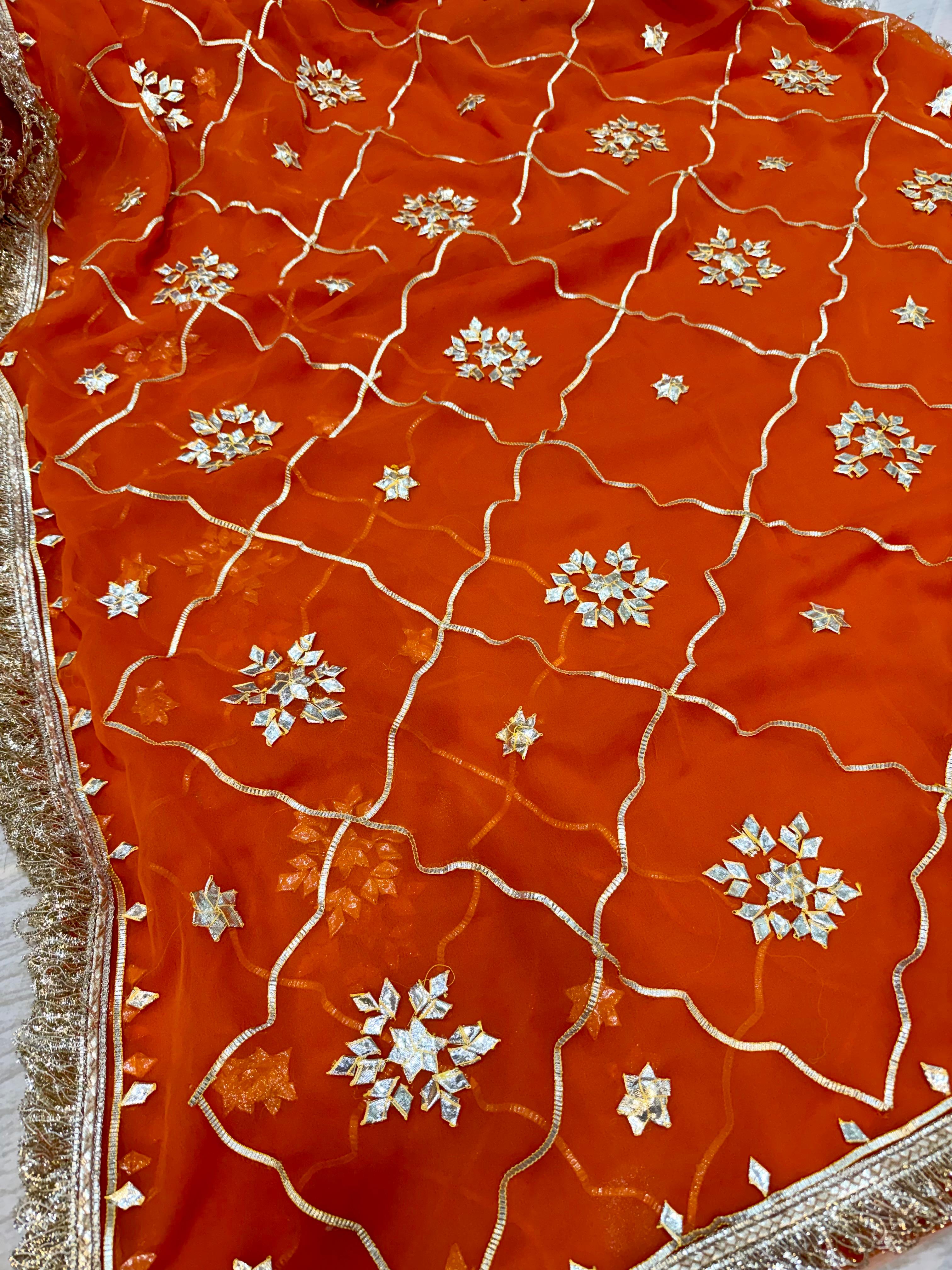 Beautiful Weightless Georgatte Saree With Gottapatti Work