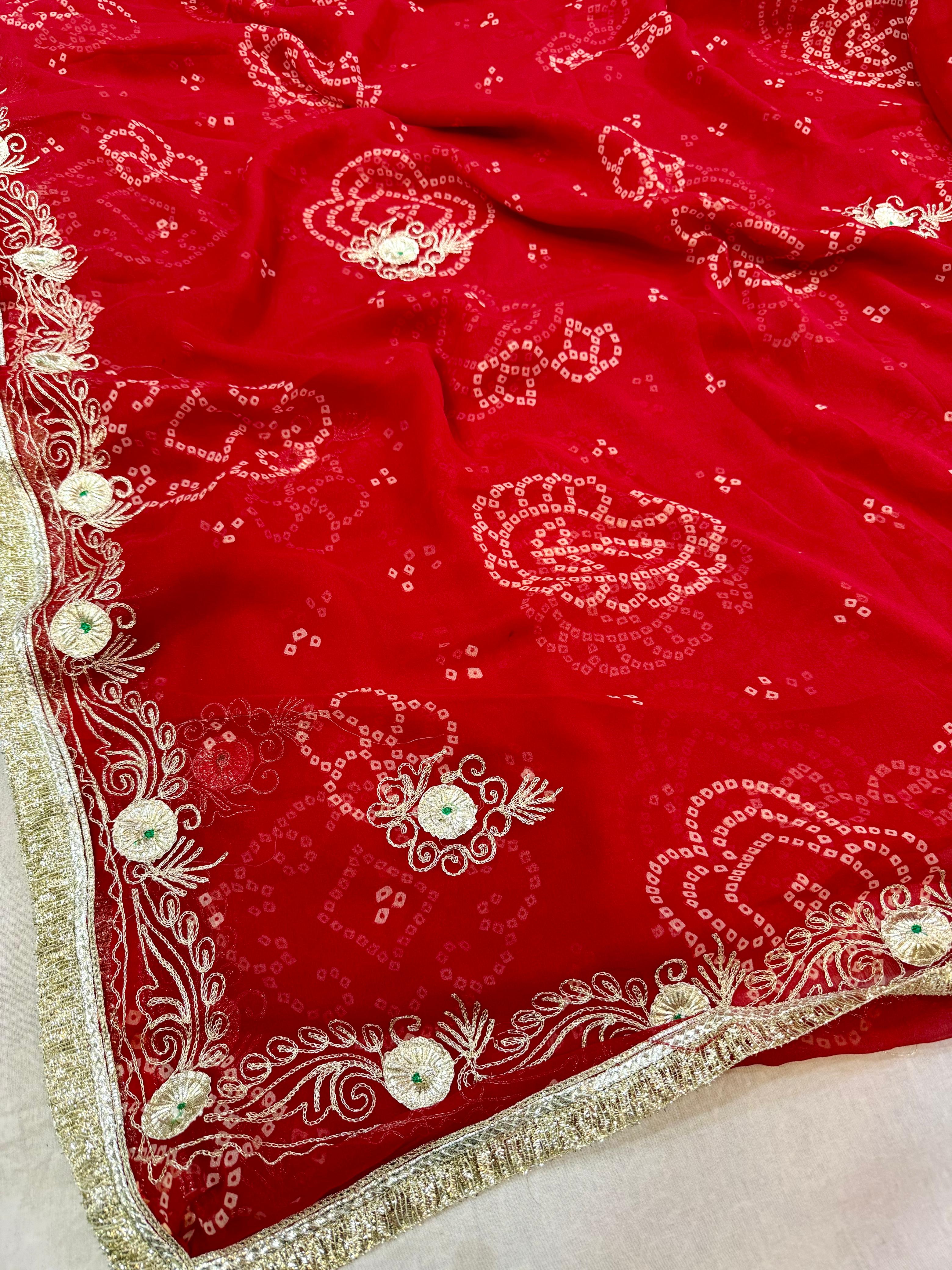Beautiful Georgatte Saree With Gottapatti Work