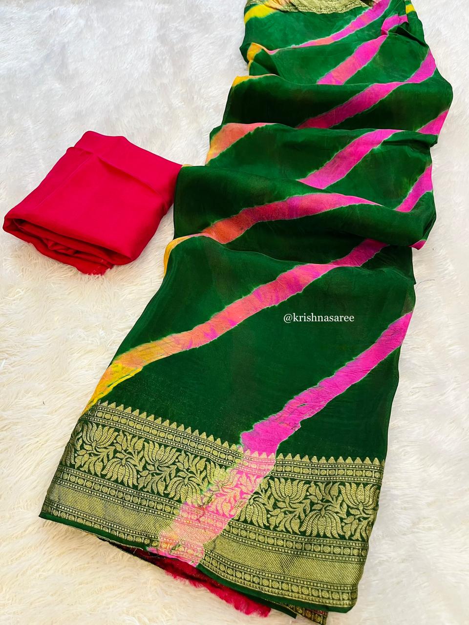 Beautiful Pure H.O. Silk Hand Lahriya Saree