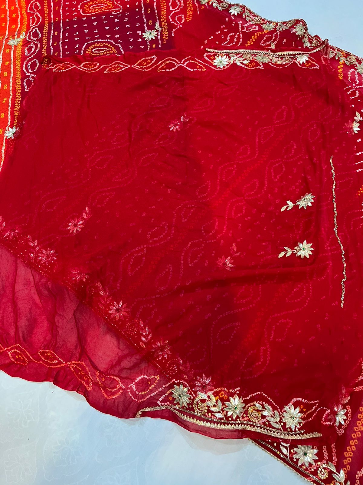 Premium Jodhpuri Chiffon Saree With Handwork X Hand Bandhej