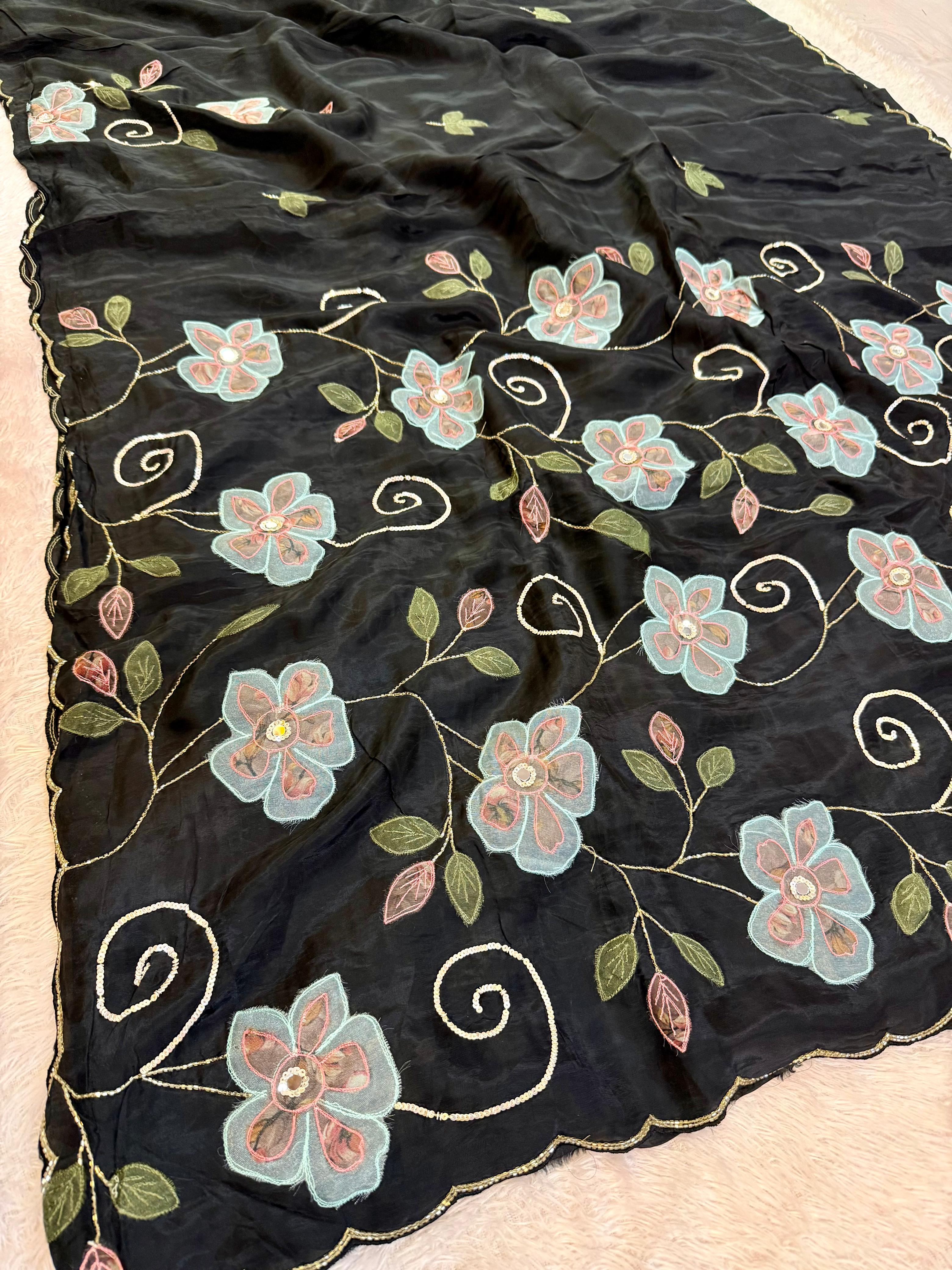 Latest H.O Silk Saree With Handwork